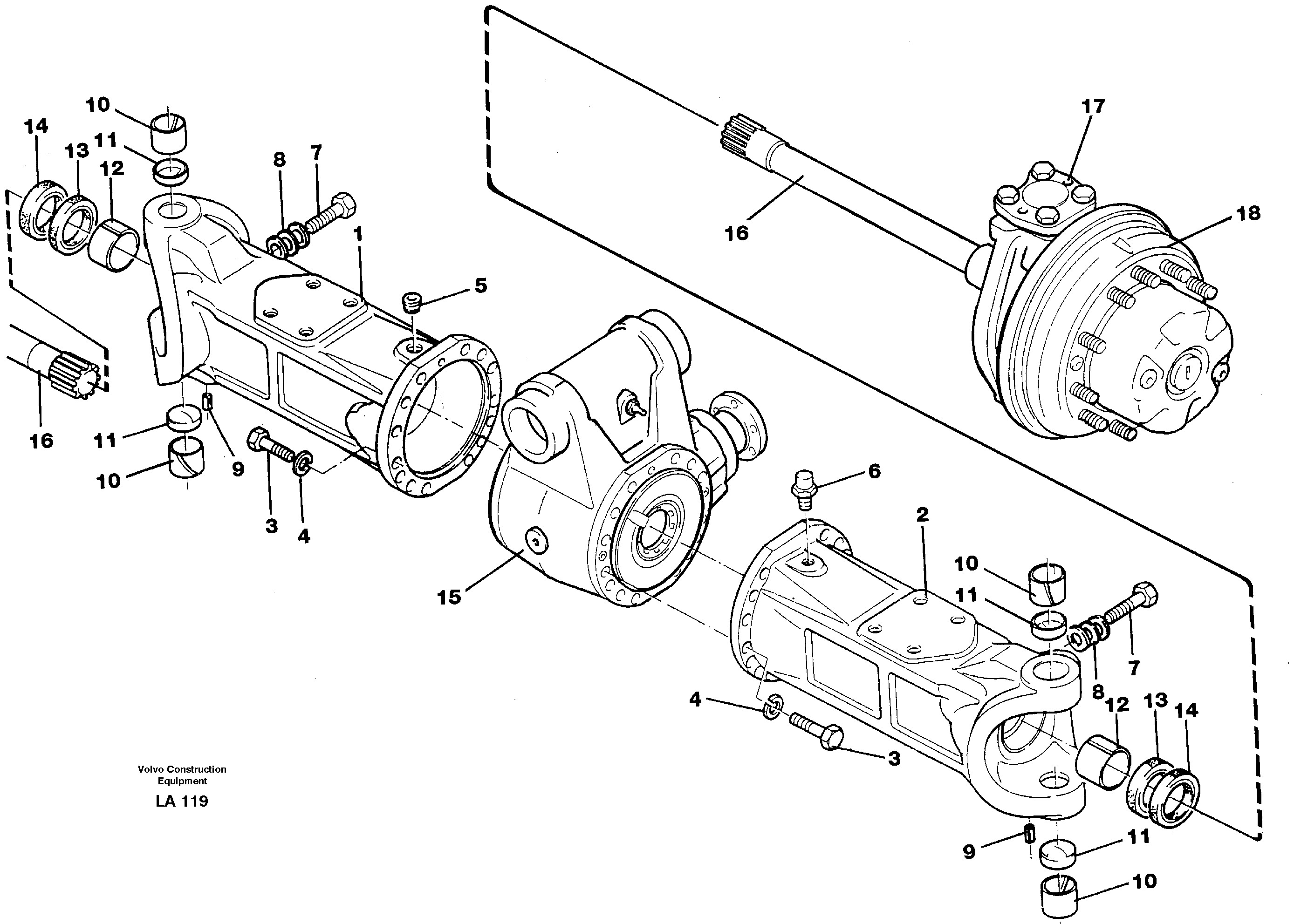 Схема запчастей Volvo EW150C - 26728 Axle beam, front EW150C SER NO 689-