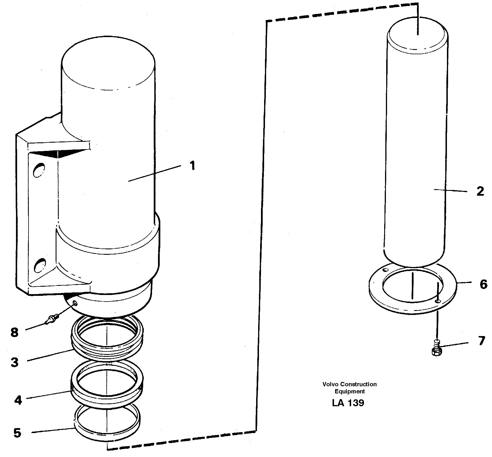 Схема запчастей Volvo EW150C - 44974 Axle locking cylinder EW150C SER NO 689-