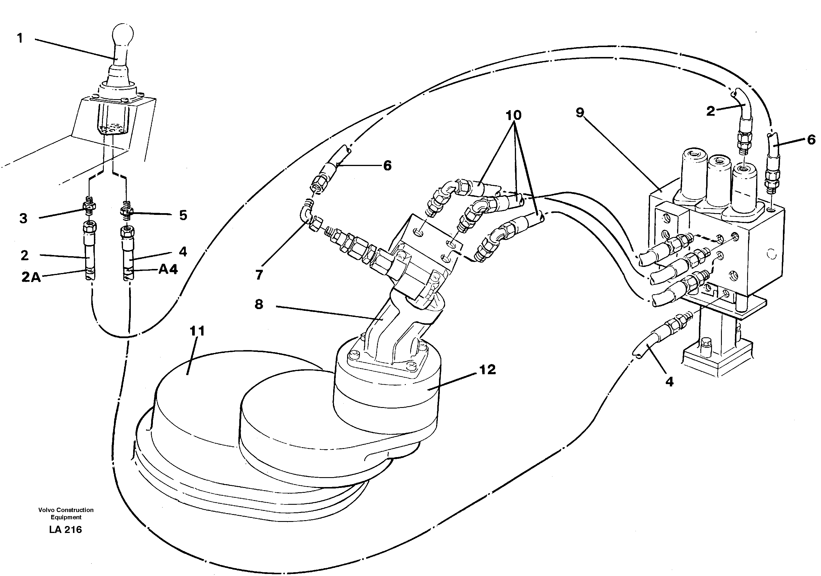 Схема запчастей Volvo EW150C - 37949 Servo hydraulics, Slewing EW150C SER NO 689-