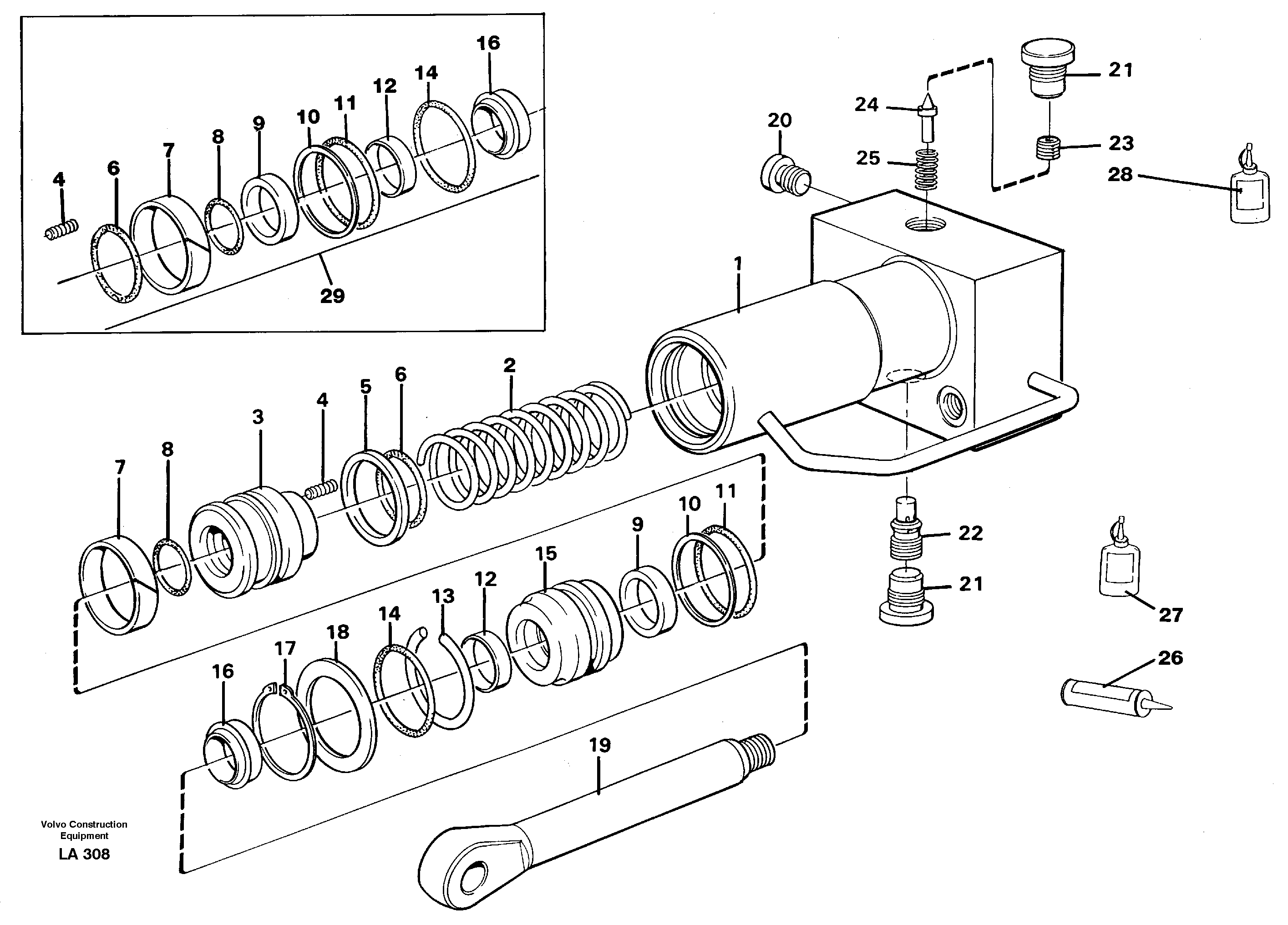 Схема запчастей Volvo EW150C - 12572 Hydraulic cylinder, quick attachment EW150C SER NO 689-