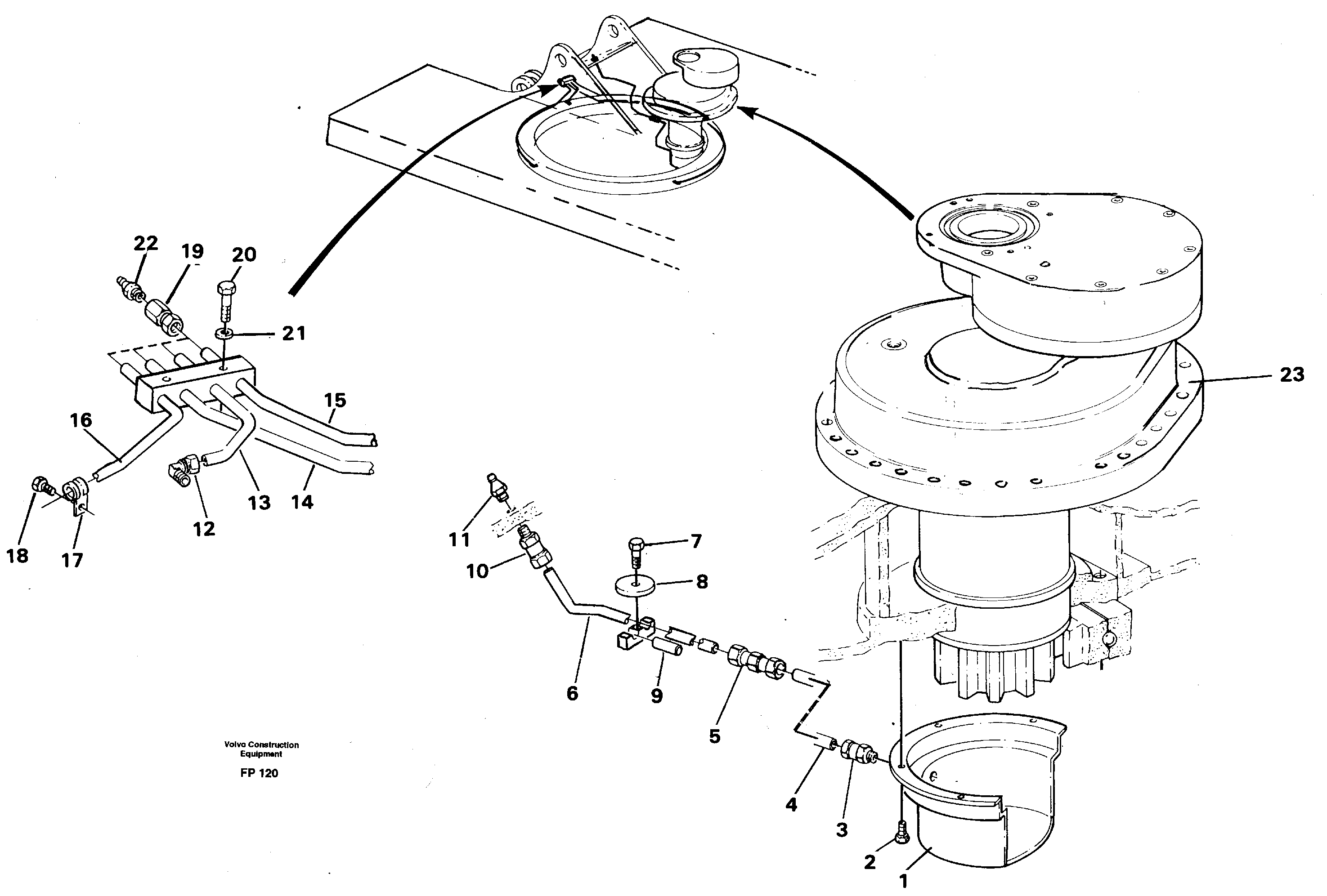 Схема запчастей Volvo EW150C - 10539 Slew transmission, lubricating pipe EW150C ?KERMAN ?KERMAN EW150C SER NO - 688