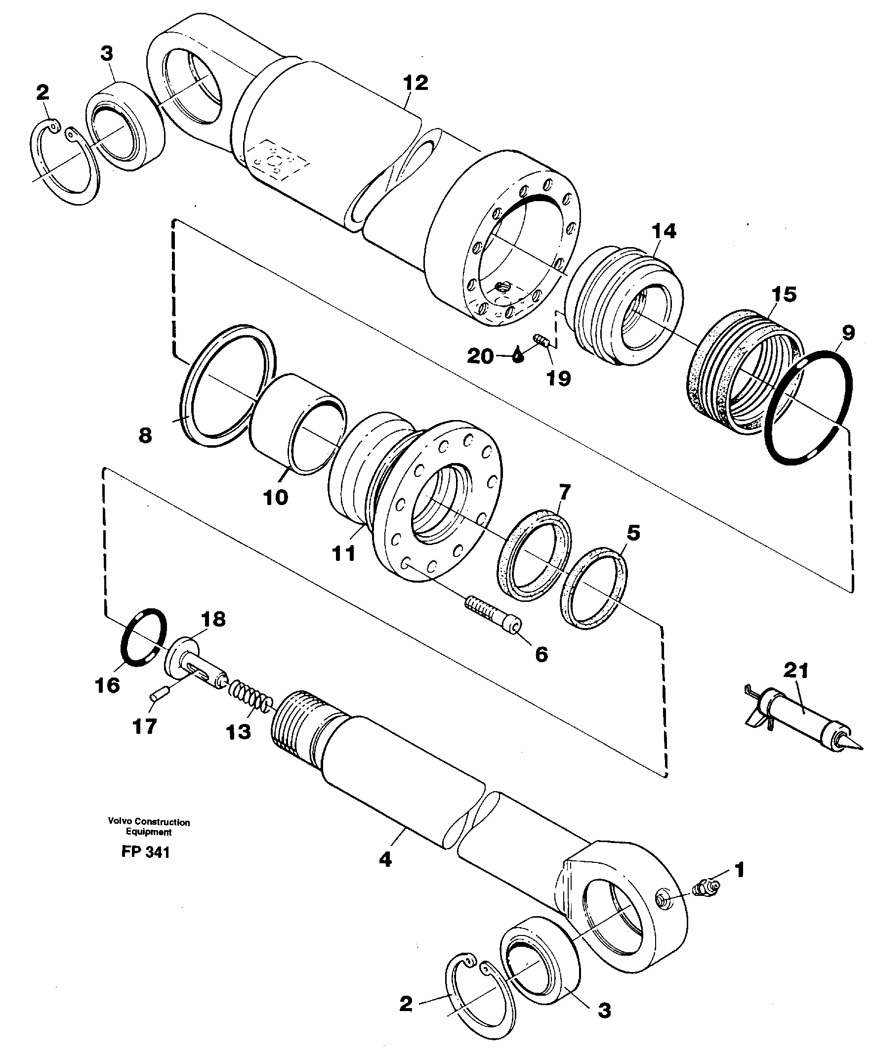 Схема запчастей Volvo EW150C - 10545 Hydraulic cylinder, stabilisor EW150C ?KERMAN ?KERMAN EW150C SER NO - 688