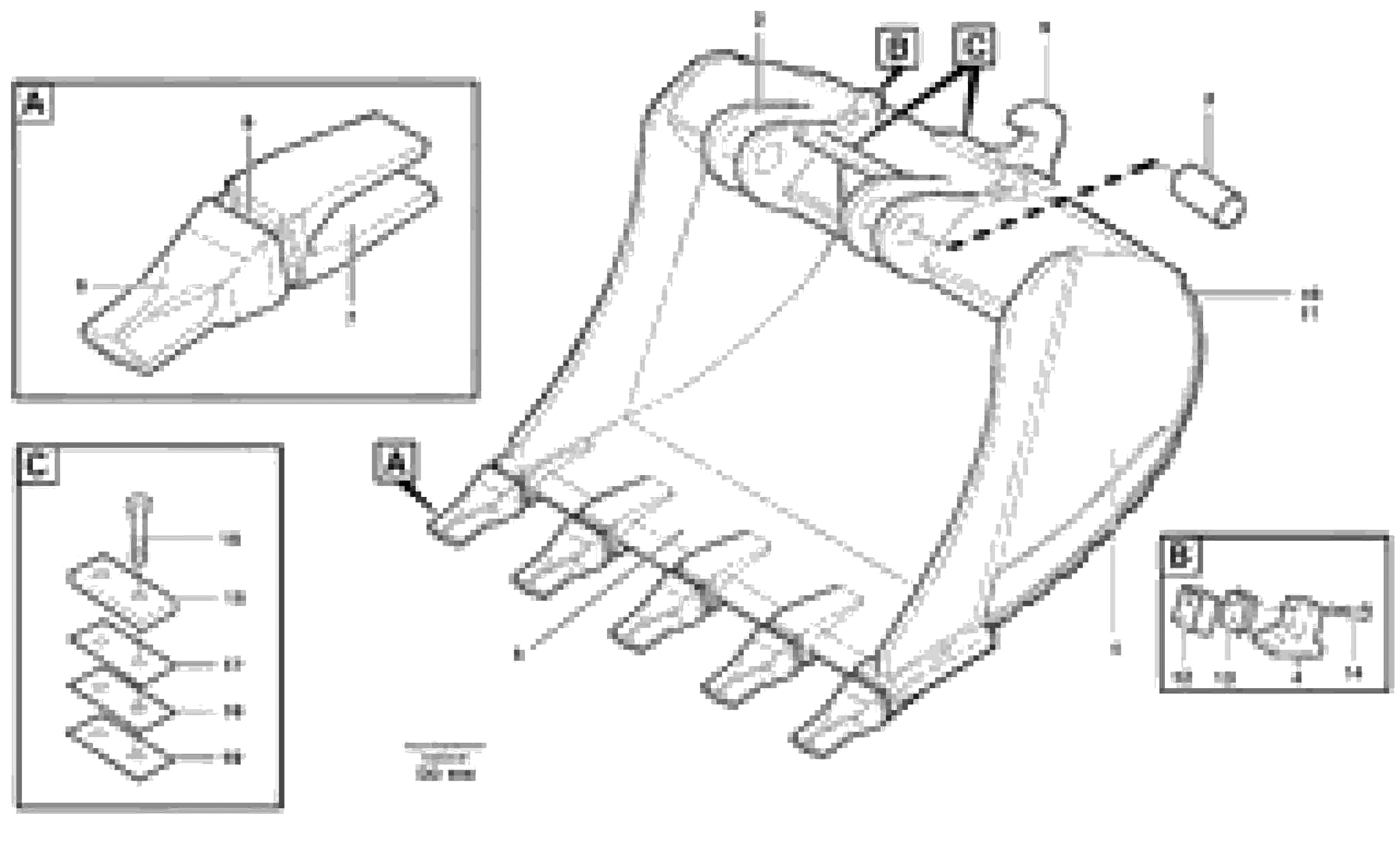 Схема запчастей Volvo EW230B - 34078 Buckets for Quickfit, S3 Combi Parts ATTACHMENTS ATTACHMENTS BUCKETS