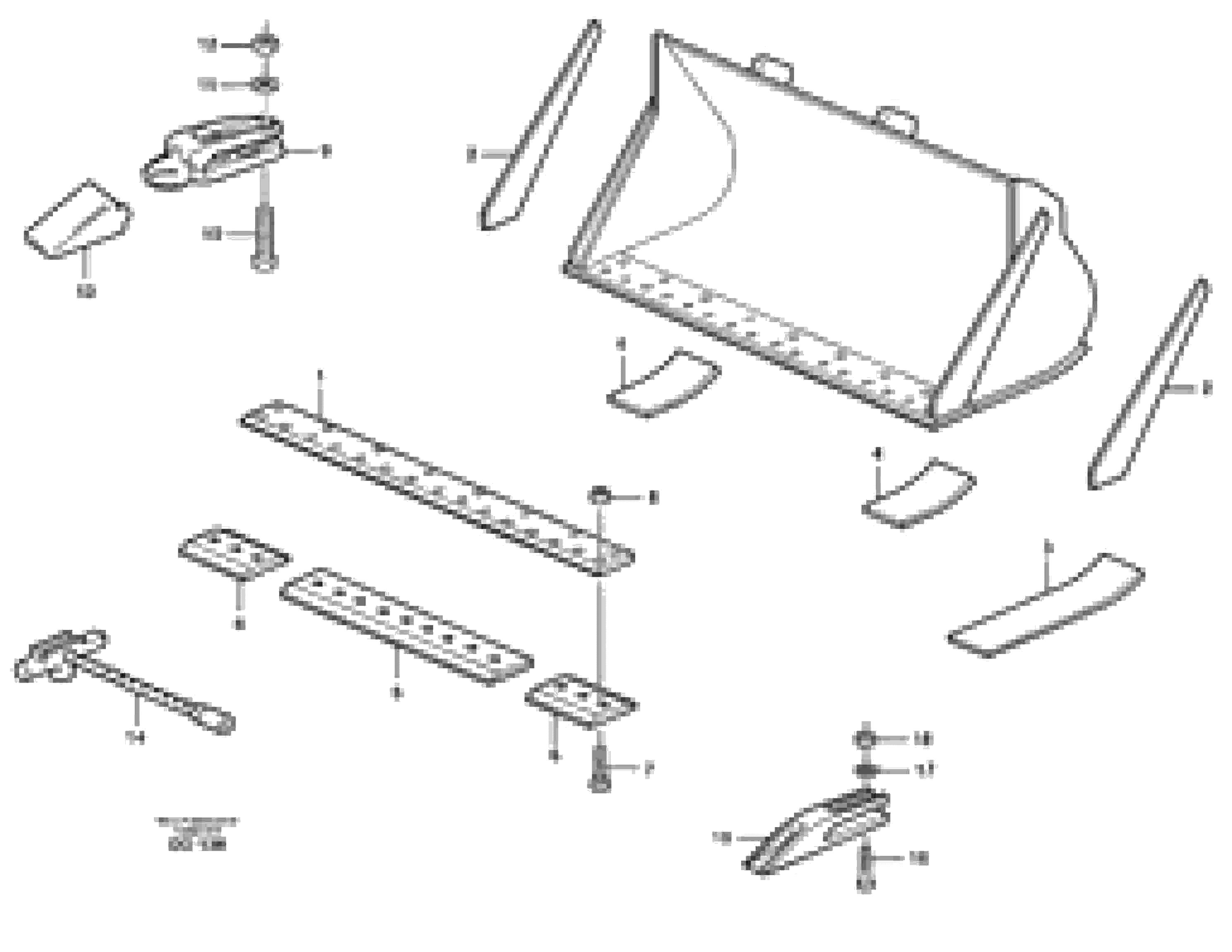 Схема запчастей Volvo EW230B - 18441 Bucket, straight lip, alt. edge savers or teeth ATTACHMENTS ATTACHMENTS BUCKETS