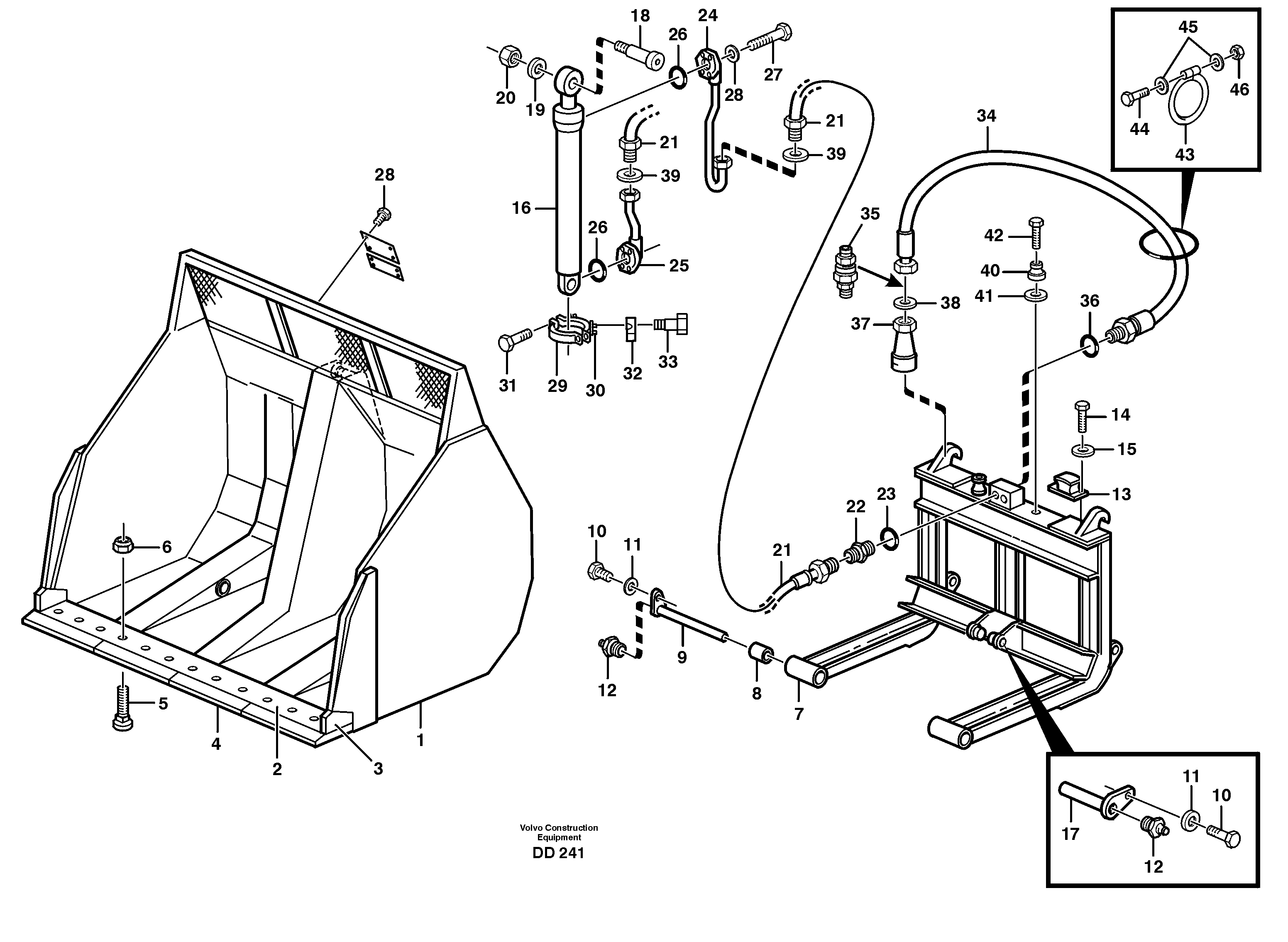 Схема запчастей Volvo EW230B - 92300 High-tipping chip bucket ATTACHMENTS ATTACHMENTS BUCKETS