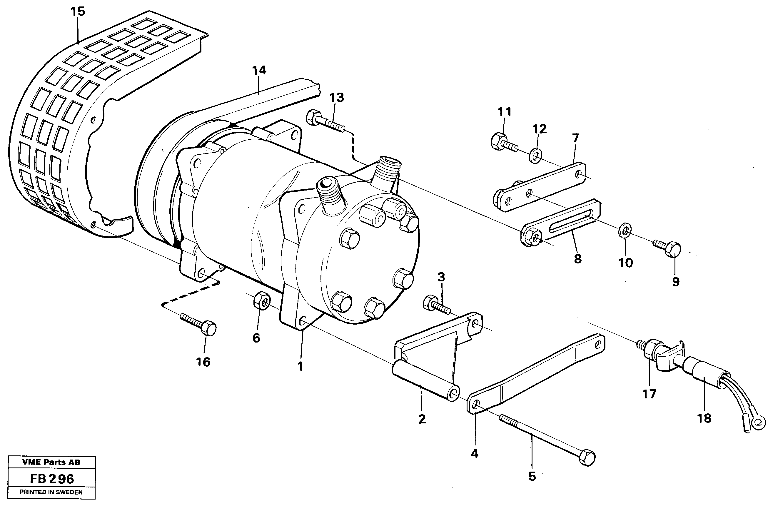 Схема запчастей Volvo EW230B - 30511 Compressor with fitting parts Cooling agent R12 EW230B ?KERMAN ?KERMAN EW230B