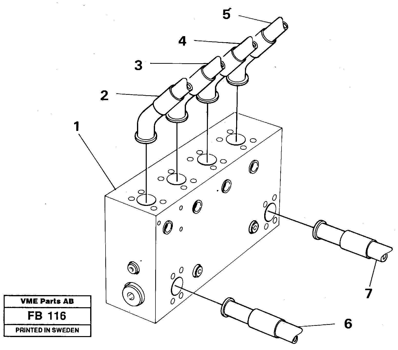 Схема запчастей Volvo EW230B - 36477 Connection block with hoses EW230B ?KERMAN ?KERMAN EW230B