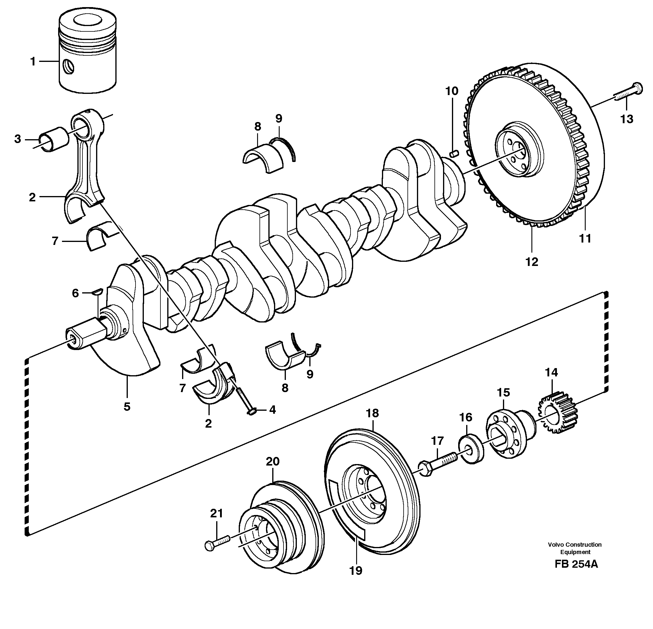 Схема запчастей Volvo EW230B - 39437 Crankshaft and related parts EW230B ?KERMAN ?KERMAN EW230B
