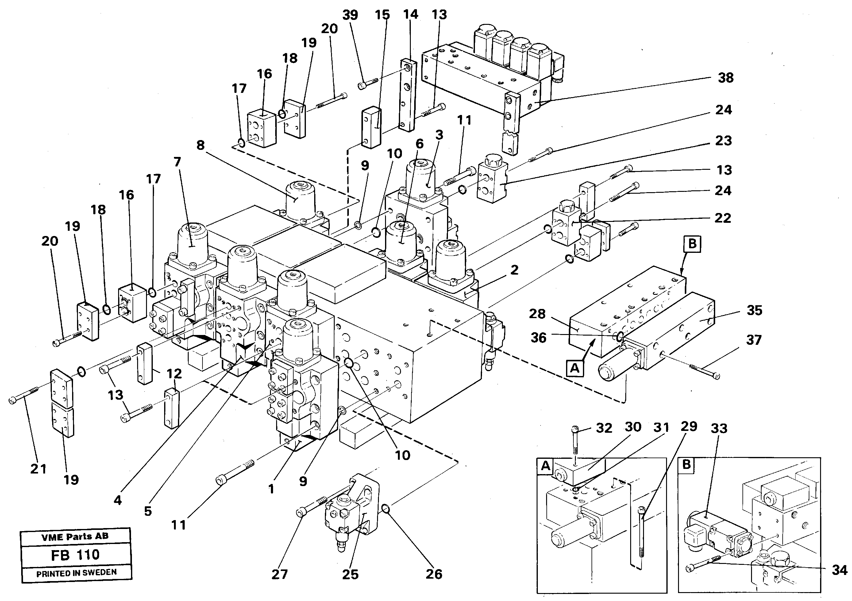 Схема запчастей Volvo EW230B - 4542 Main valve block, valves EW230B ?KERMAN ?KERMAN EW230B