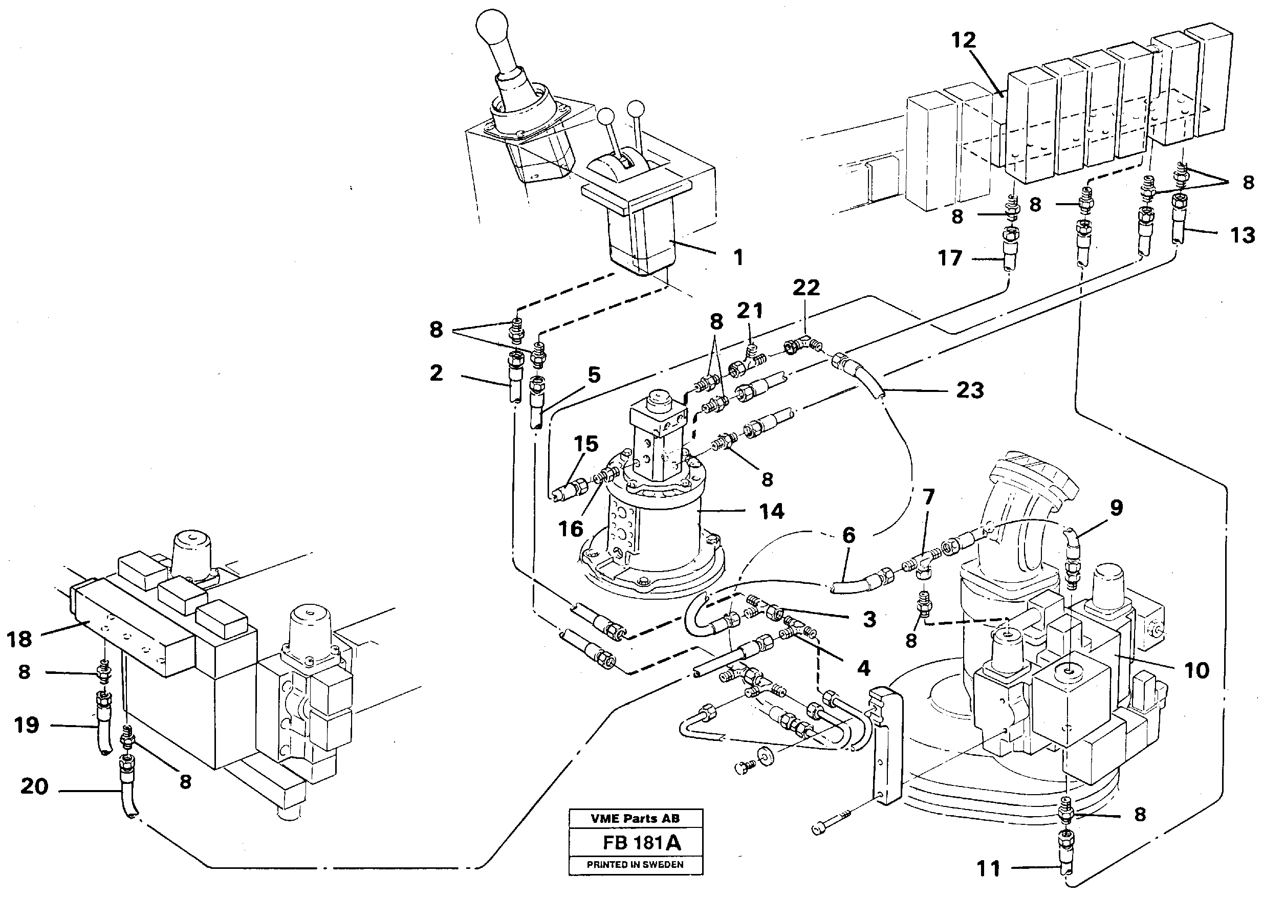 Схема запчастей Volvo EW230B - 30783 Servo system, outriggers,dozer and fuel miser EW230B ?KERMAN ?KERMAN EW230B