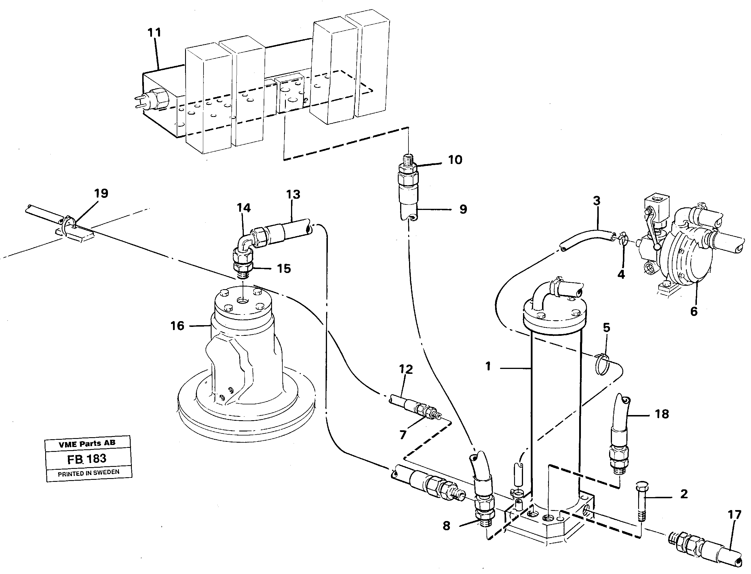 Схема запчастей Volvo EW230B - 30784 Leak oil filter incl. connections EW230B ?KERMAN ?KERMAN EW230B