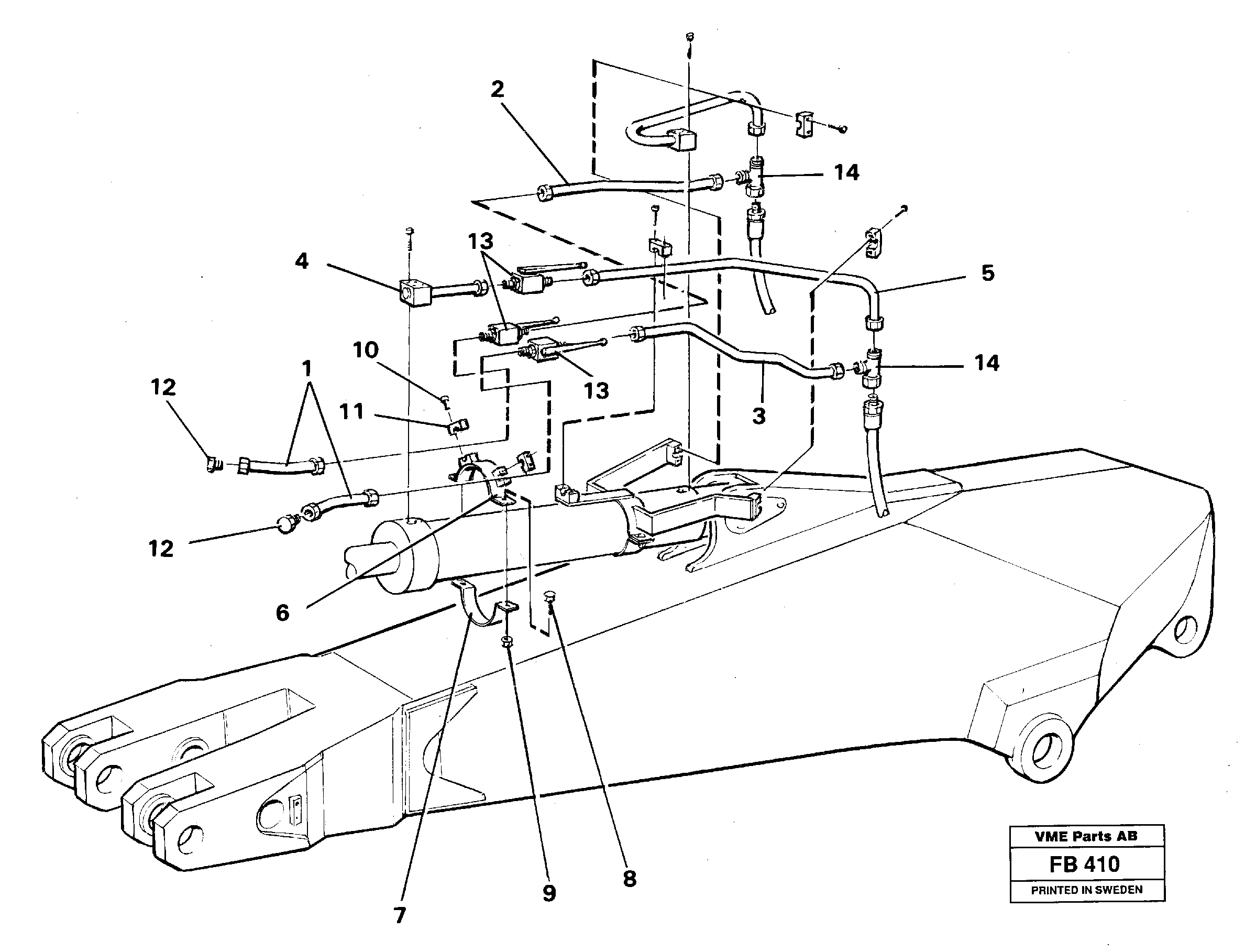 Схема запчастей Volvo EW230B - 73408 Parallel connected grab hydraulics incl. shut-offcocks on dipper arms EW230B ?KERMAN ?KERMAN EW230B