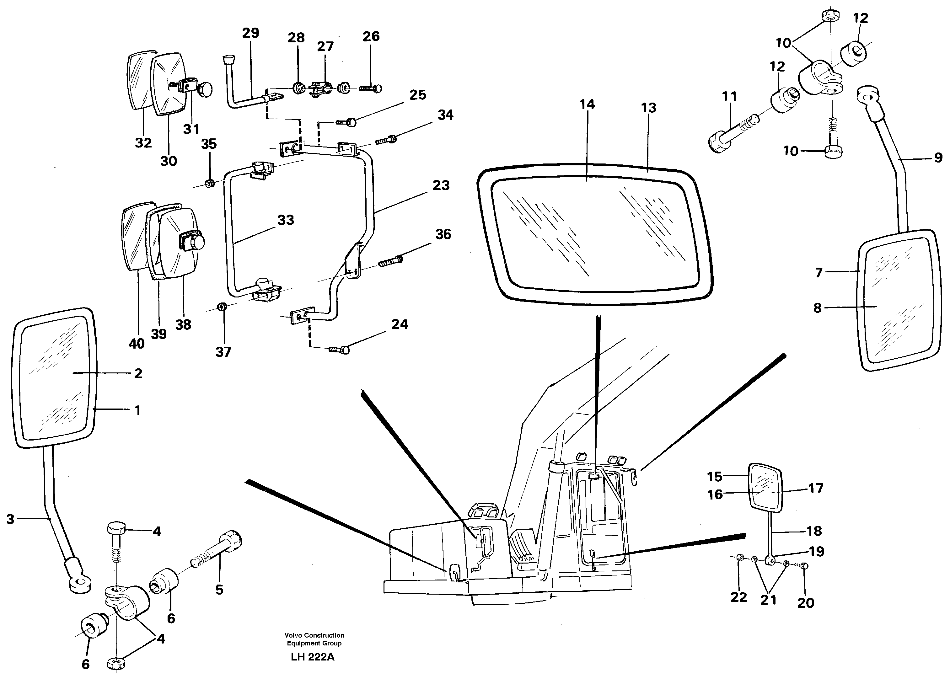 Схема запчастей Volvo EW230B - 39853 Rear view mirror EW230B SER NO 1736-