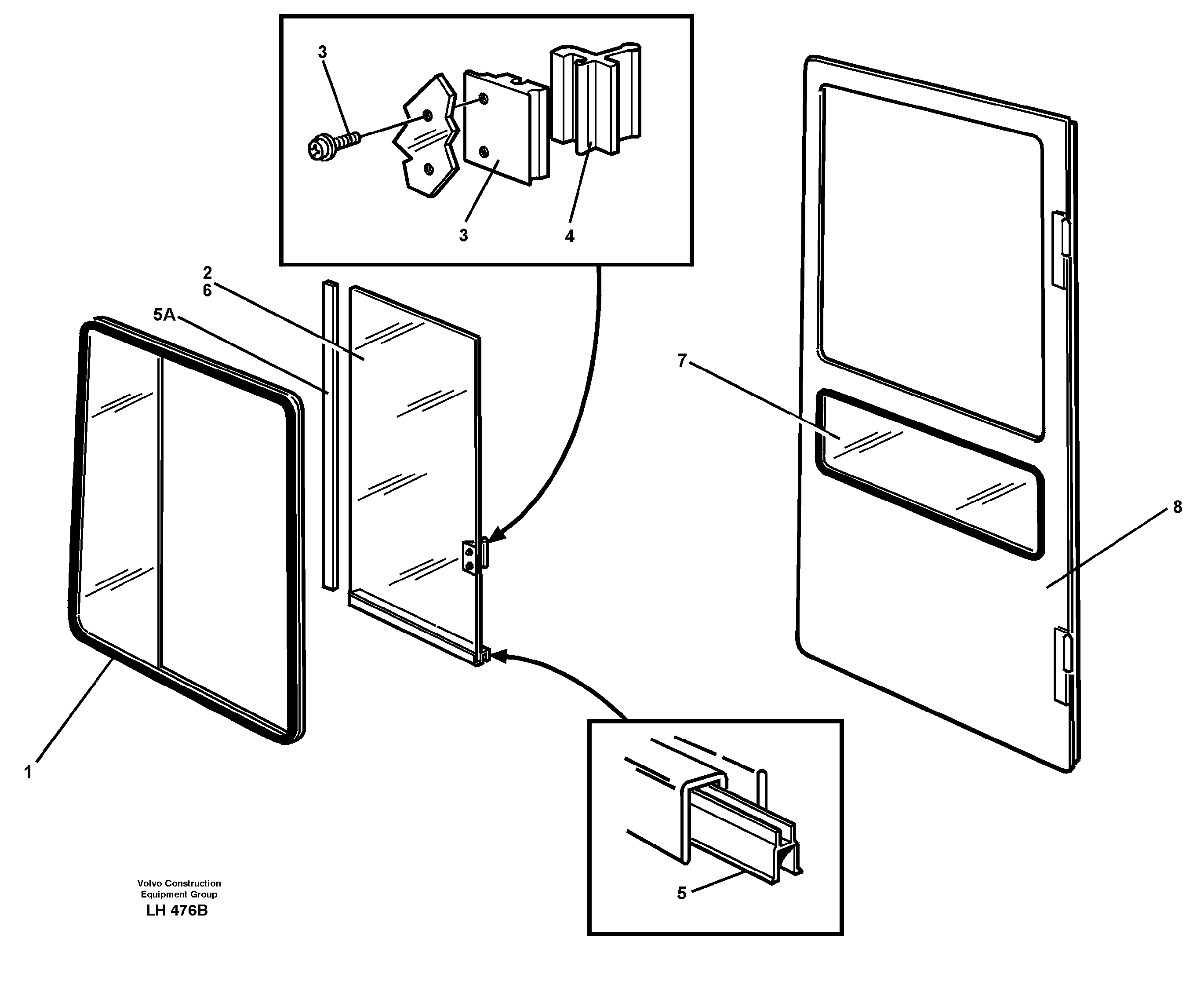 Схема запчастей Volvo EW230B - 30458 Sliding window EW230B SER NO 1736-