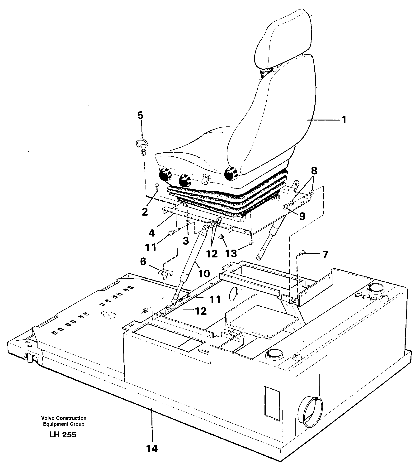 Схема запчастей Volvo EW230B - 39861 Drivers seat with fitting part EW230B SER NO 1736-