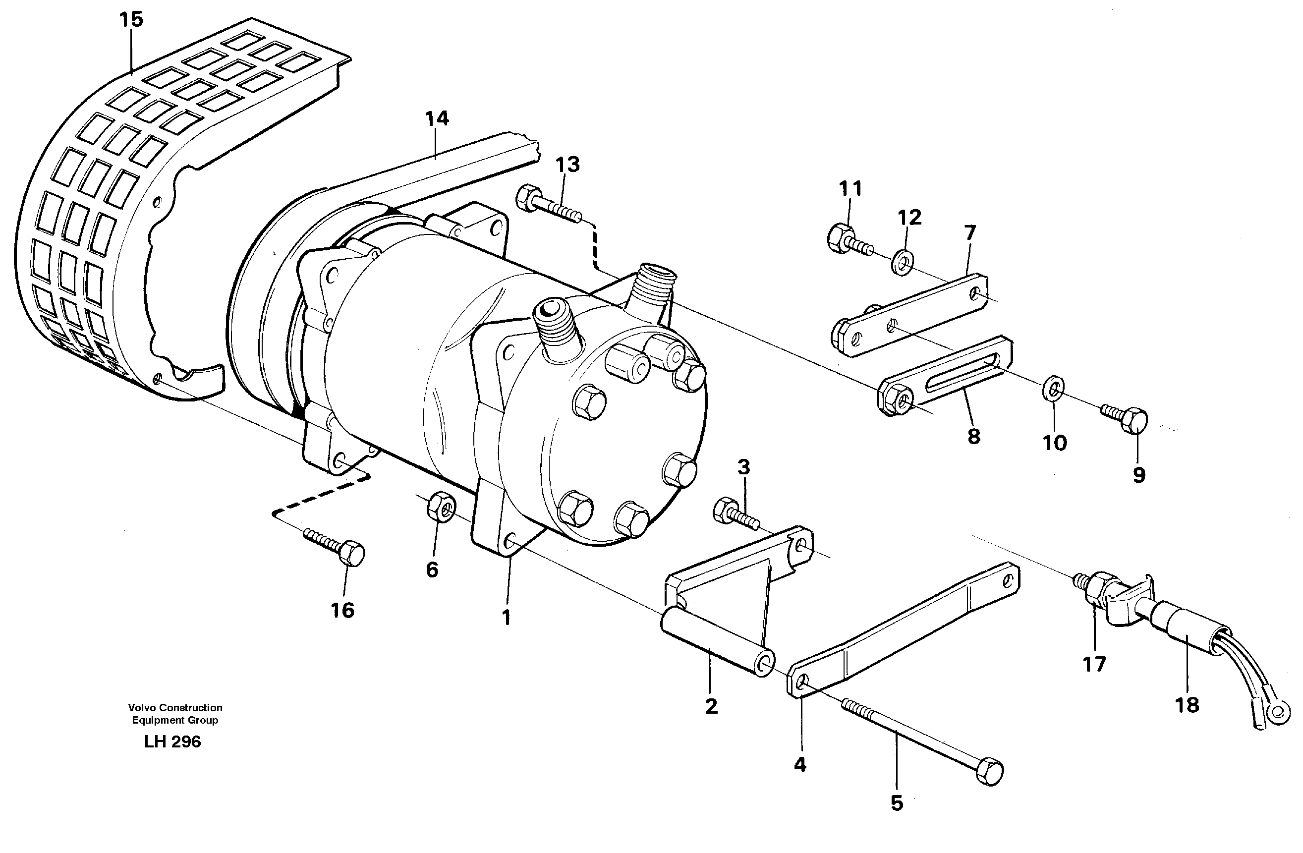 Схема запчастей Volvo EW230B - 39867 Compressor with fitting parts Cooling agent R12 EW230B SER NO 1736-