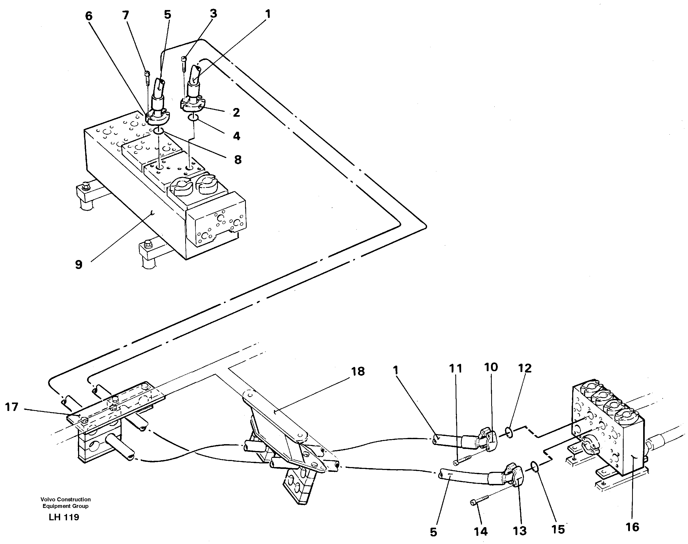 Схема запчастей Volvo EW230B - 29515 Hydraulic system, dipperarm EW230B SER NO 1736-