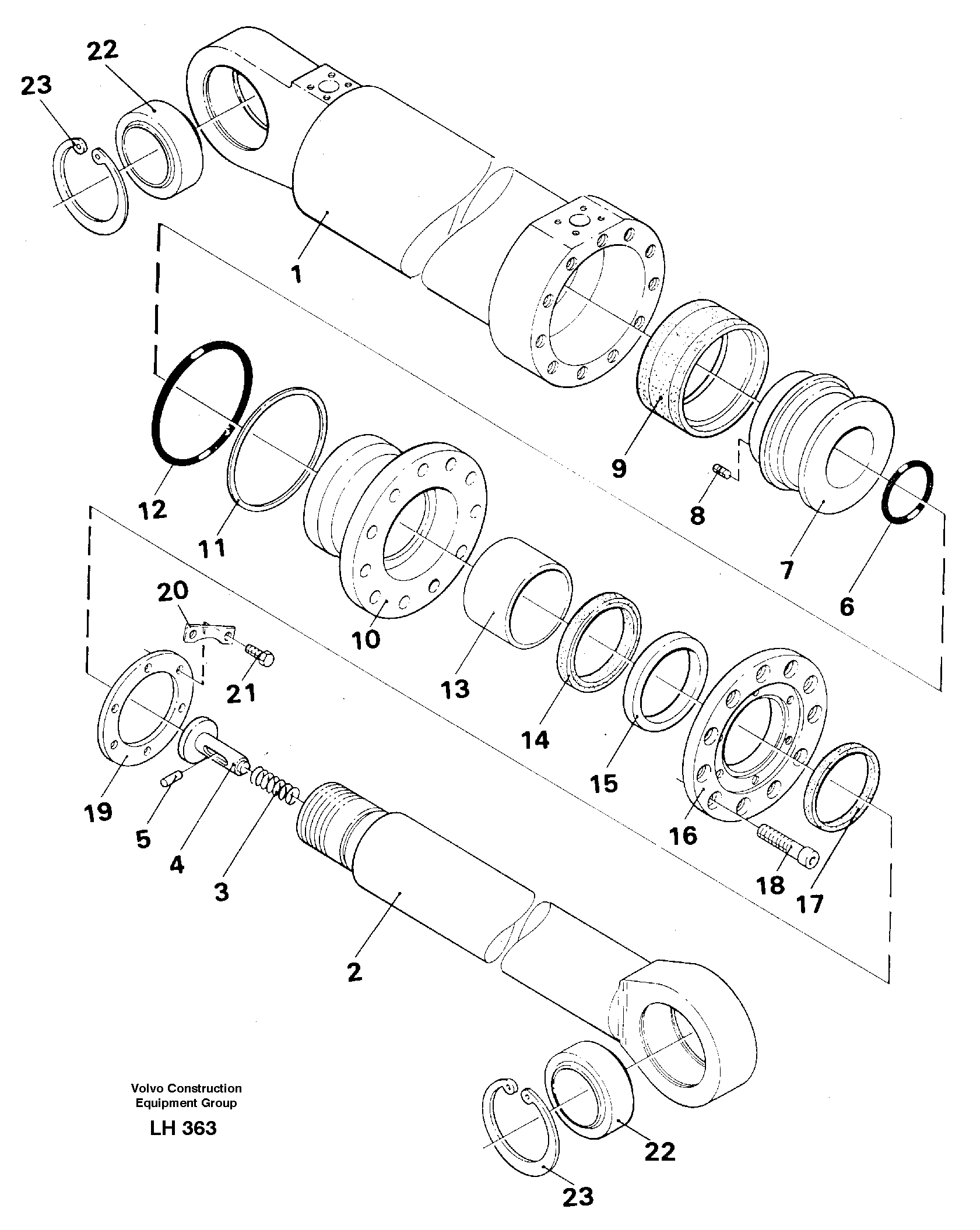 Схема запчастей Volvo EW230B - 38087 Outrigger cylinder EW230B SER NO 1736-