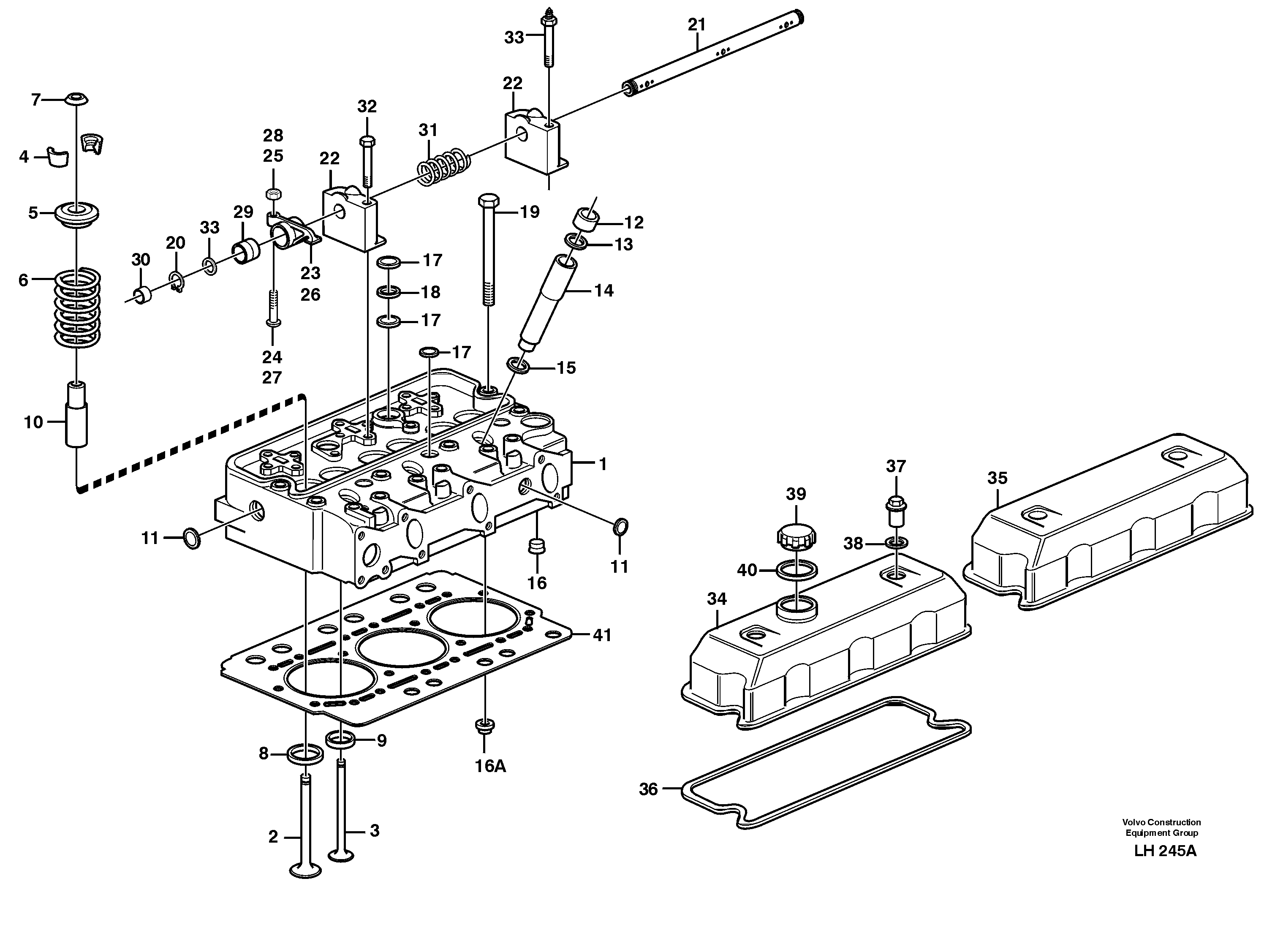 Схема запчастей Volvo EW230B - 40642 Головка блока цилиндров EW230B SER NO 1736-