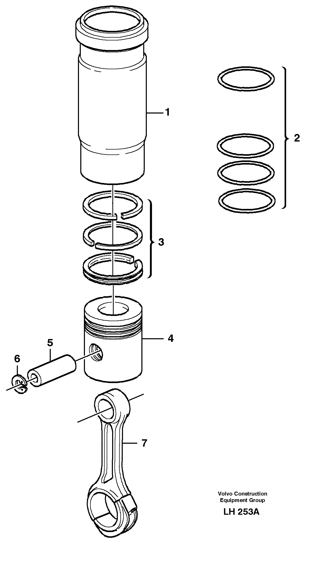 Схема запчастей Volvo EW230B - 19826 Cylinder liner and piston EW230B SER NO 1736-