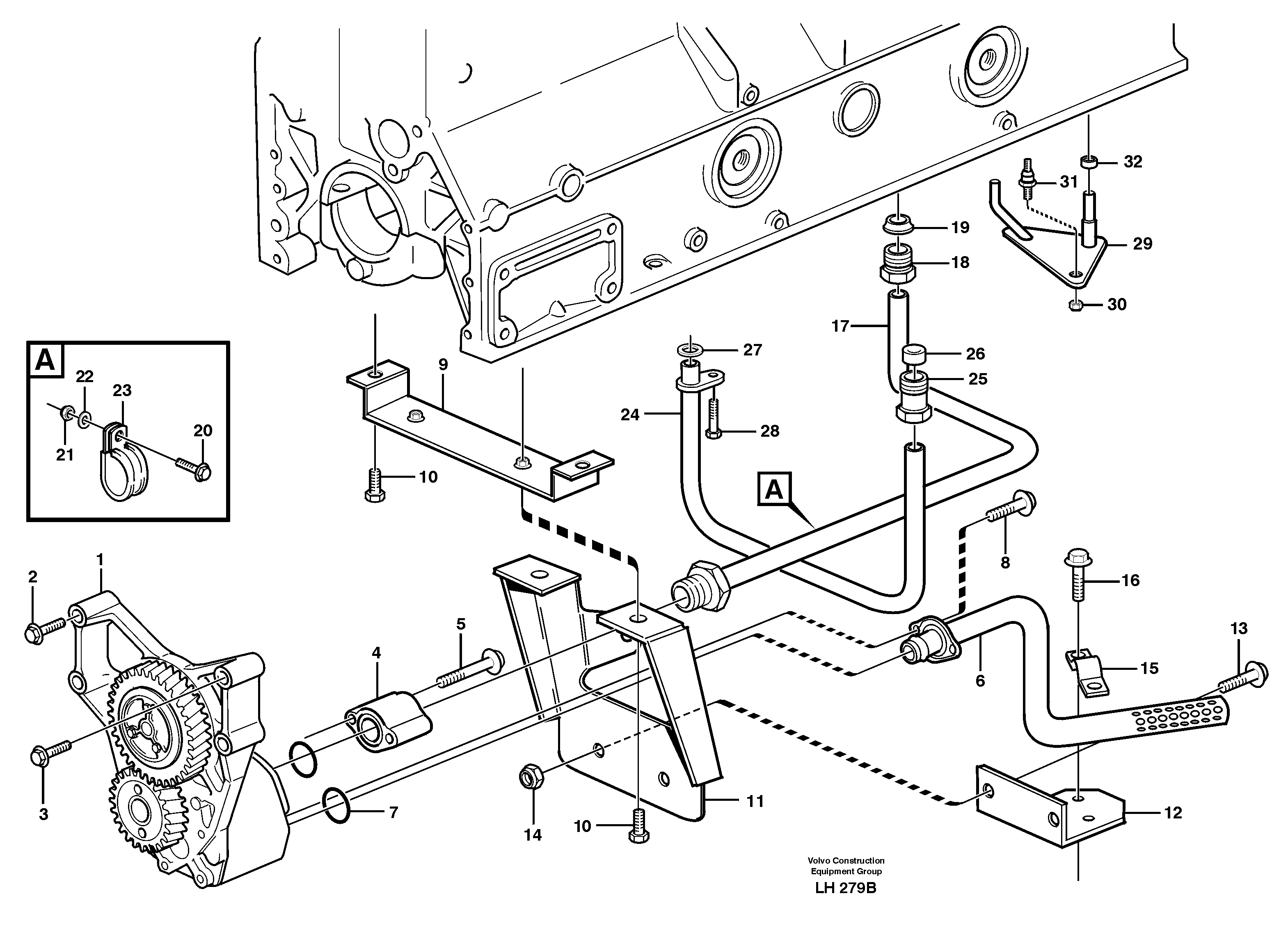 Схема запчастей Volvo EW230B - 105455 Система масляной смазки EW230B SER NO 1736-