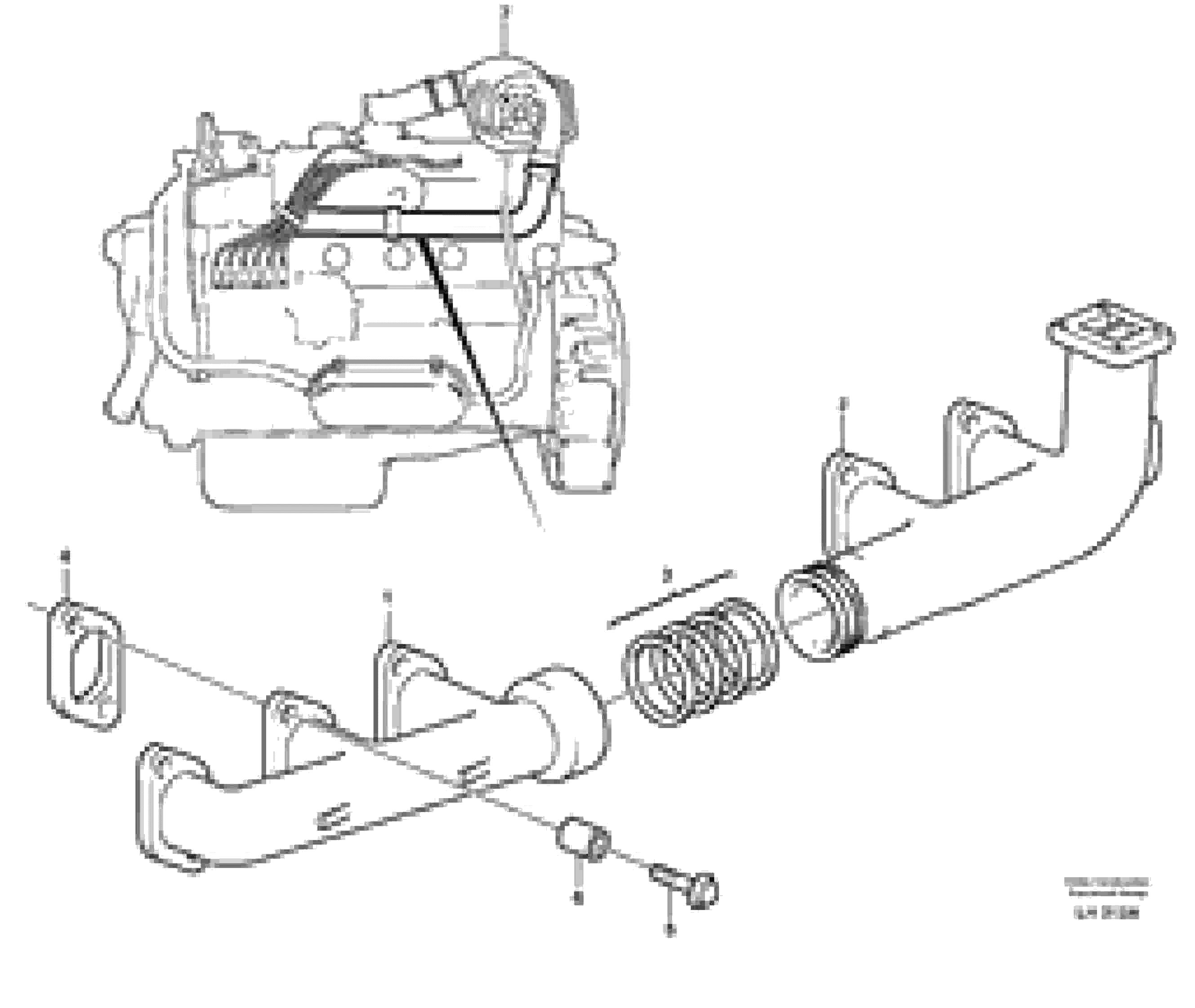 Схема запчастей Volvo EW230B - 30950 Exhaust manifold and installation components EW230B SER NO 1736-