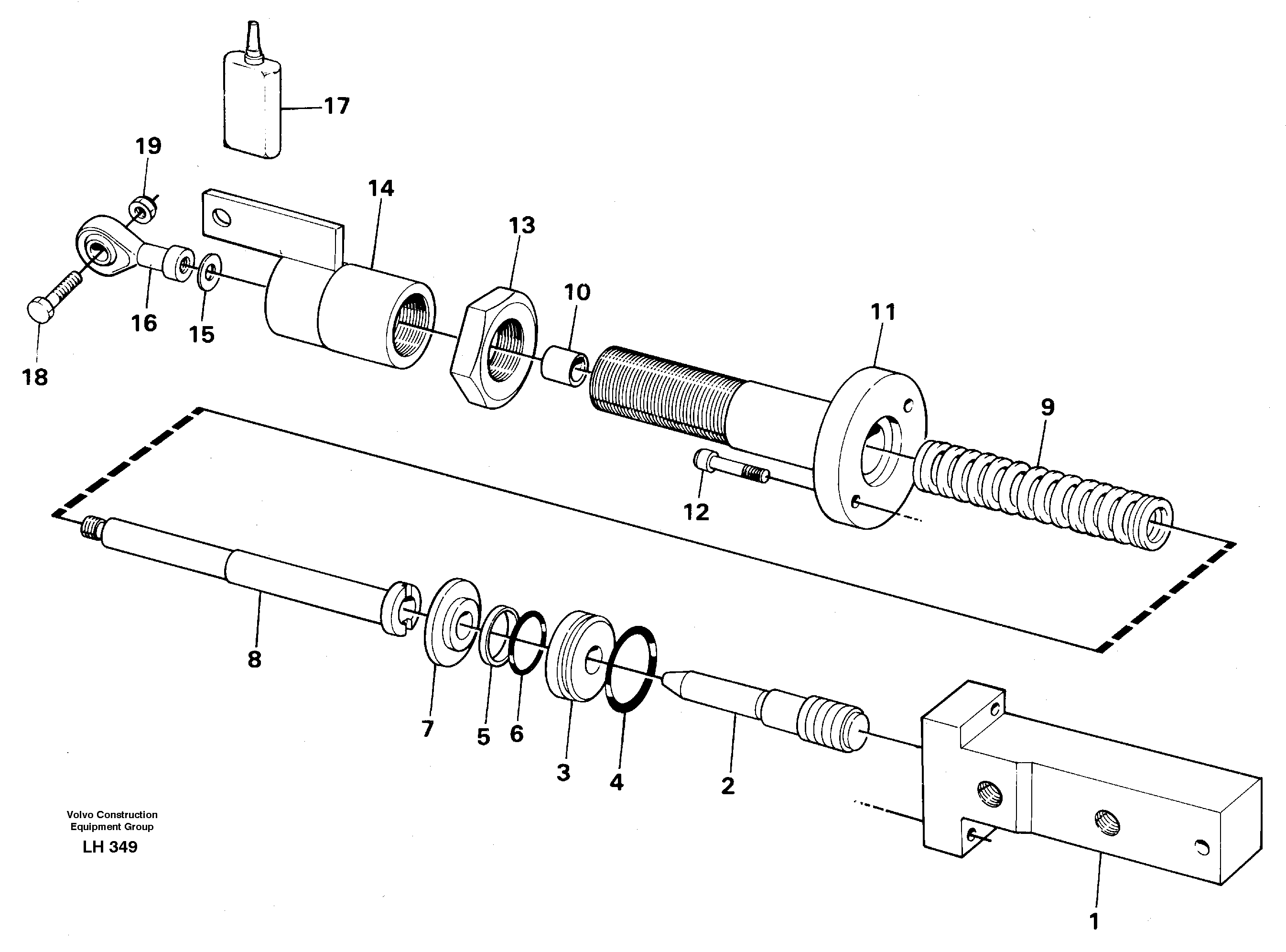 Схема запчастей Volvo EW230B - 19844 Гидроцилиндр EW230B SER NO 1736-