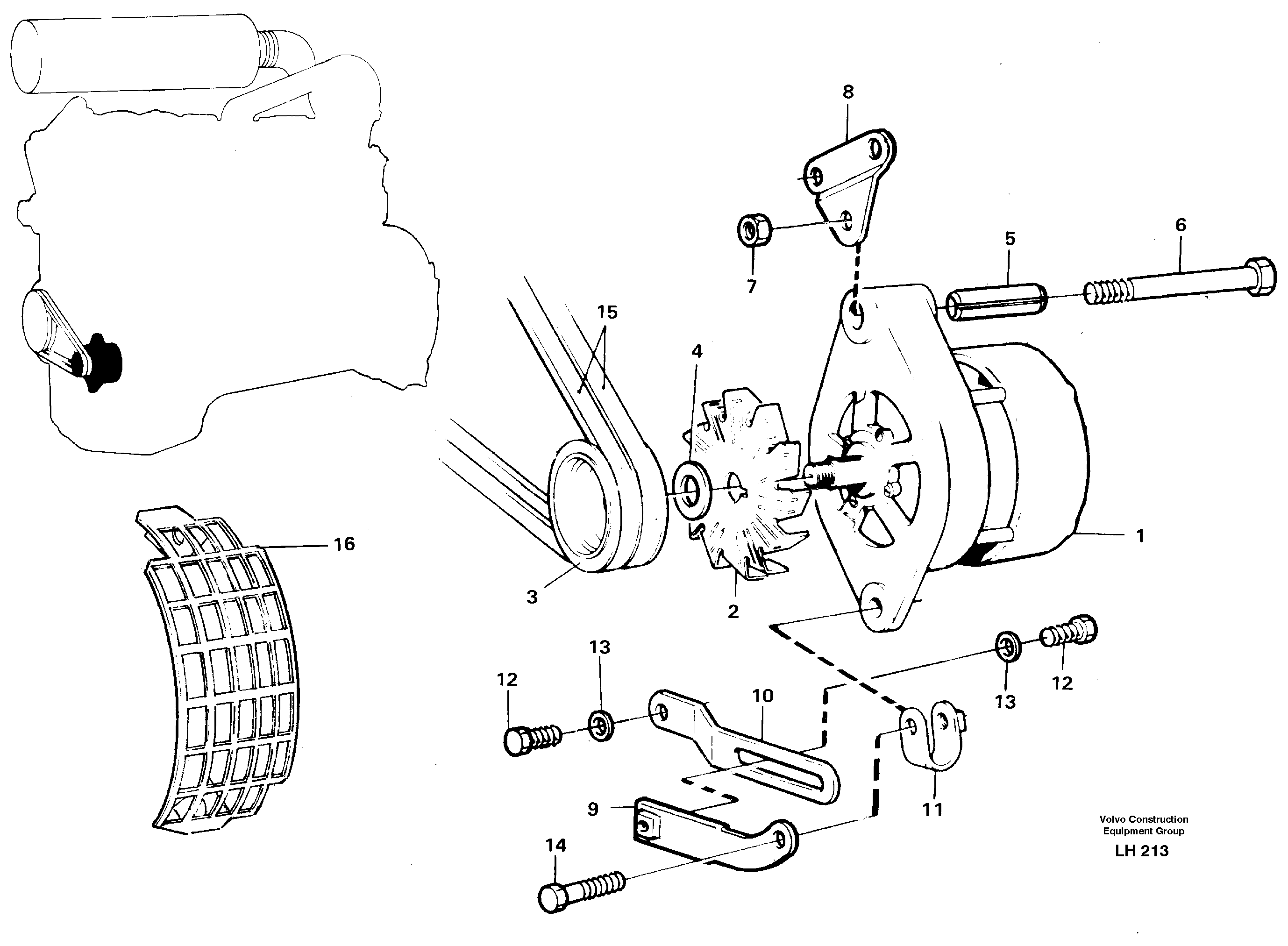 Схема запчастей Volvo EW230B - 36895 Alternator, assembly EW230B SER NO 1736-