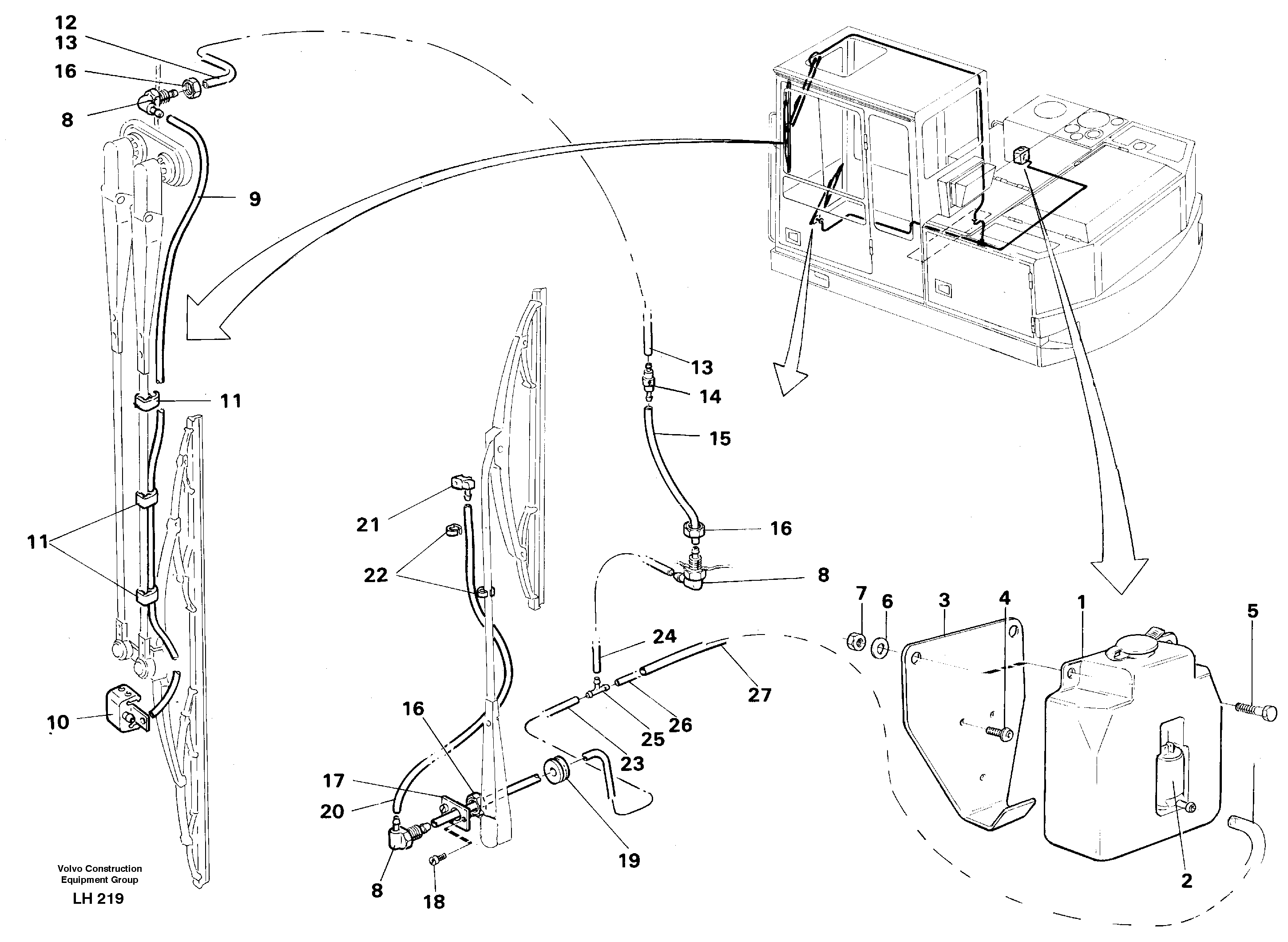 Схема запчастей Volvo EW230B - 47805 Шайба лобового стекла (ветрового) EW230B SER NO 1736-