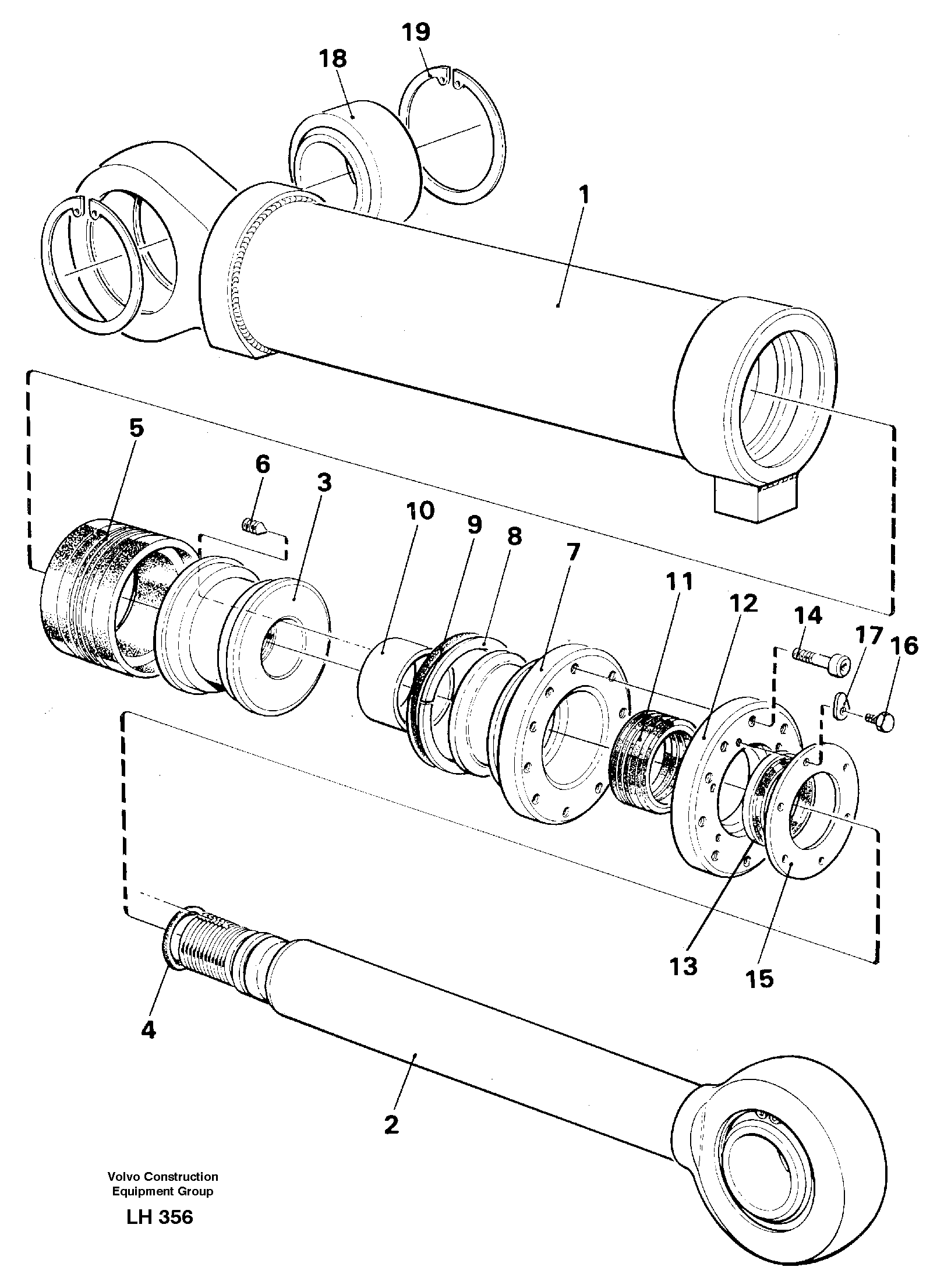 Схема запчастей Volvo EW230B - 39672 Гидроцилиндр EW230B SER NO 1736-