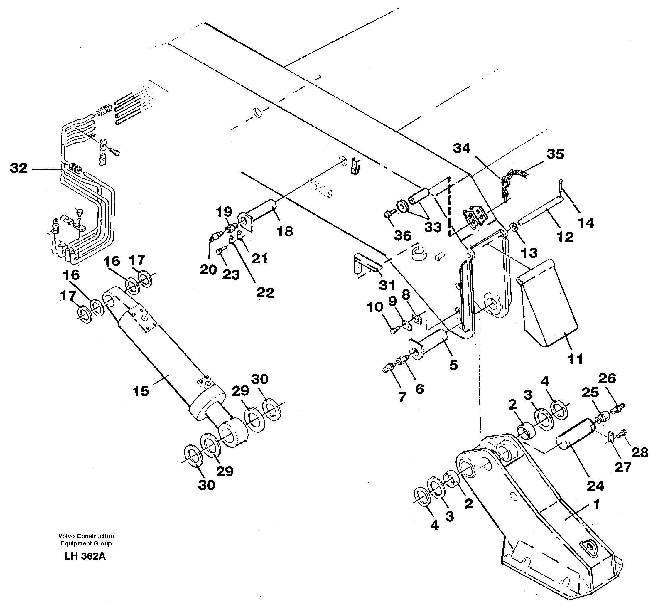 Схема запчастей Volvo EW230B - 104052 Stabilisers EW230B SER NO 1736-