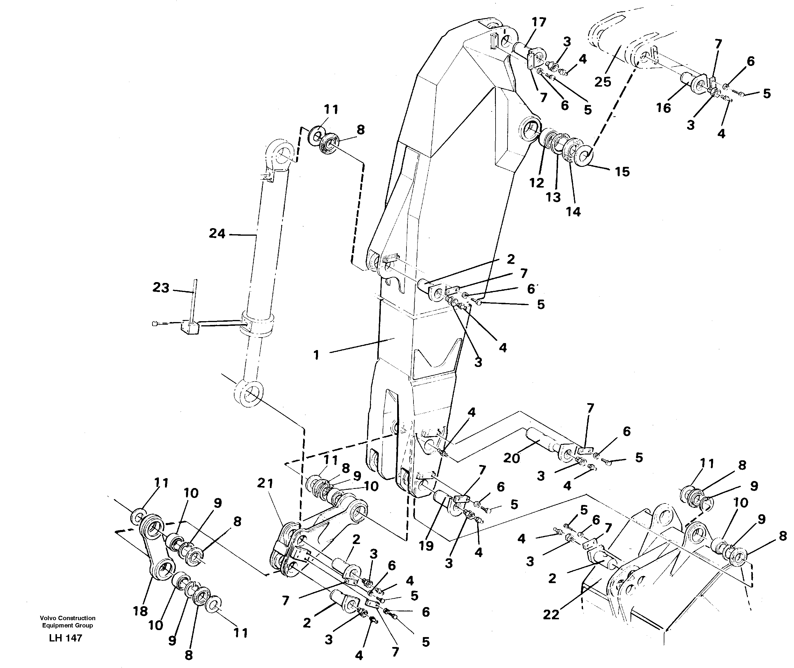 Схема запчастей Volvo EW230B - 40011 Backhoe dipper arm 2.80m EW230B SER NO 1736-