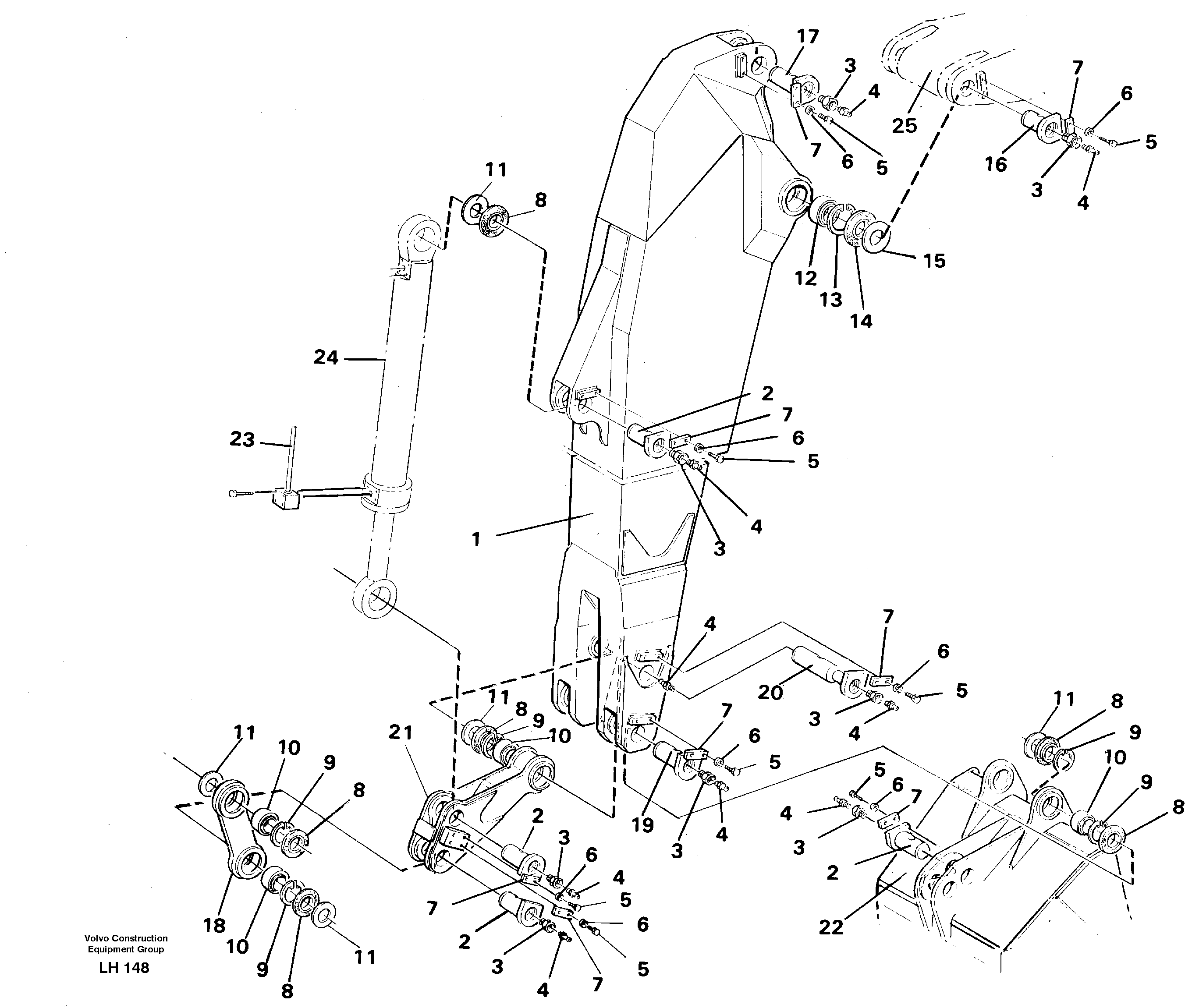 Схема запчастей Volvo EW230B - 40017 Backhoe dipper arm 3.30m EW230B SER NO 1736-