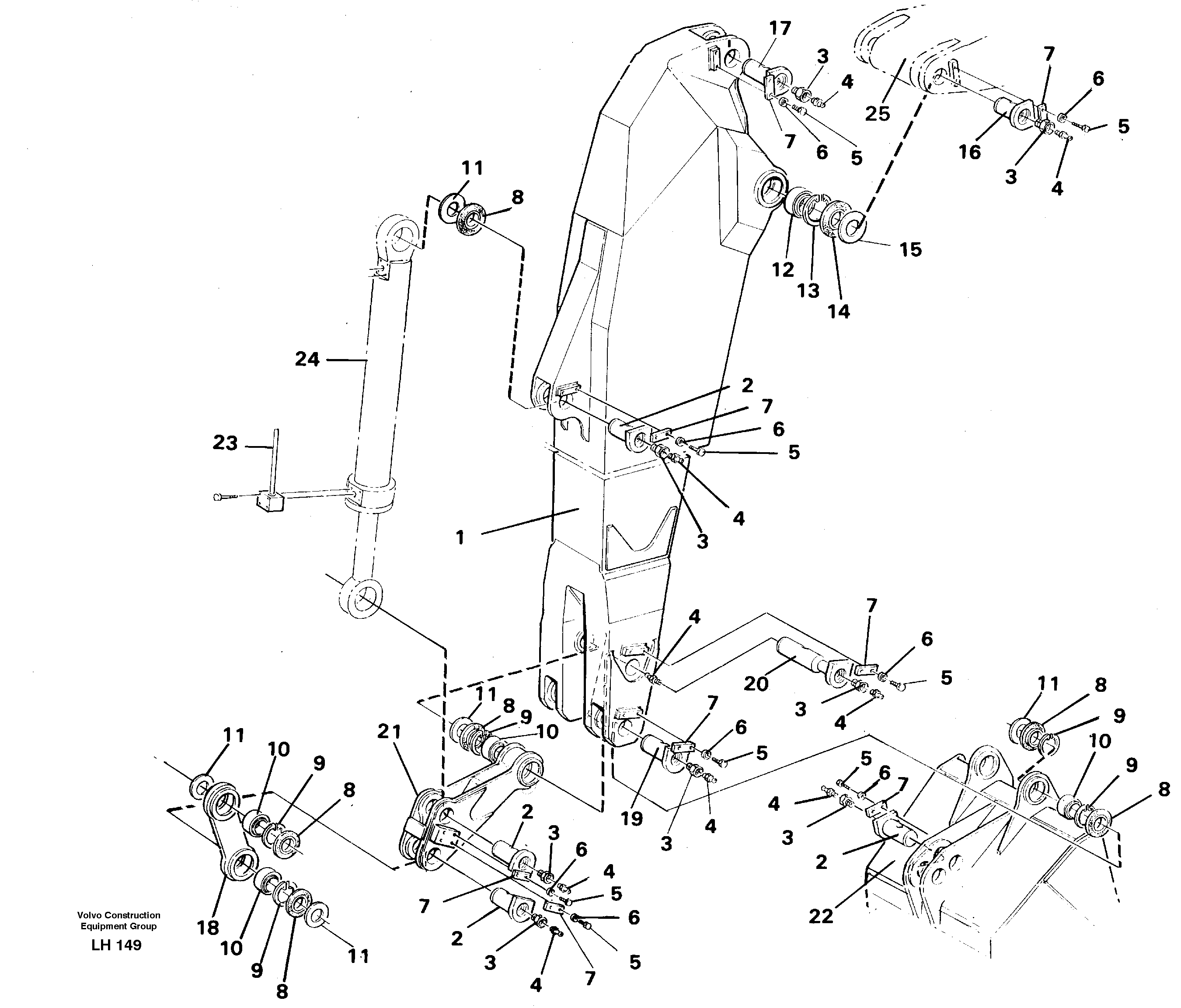 Схема запчастей Volvo EW230B - 64194 Backhoe dipper arm 3.35m EW230B SER NO 1736-