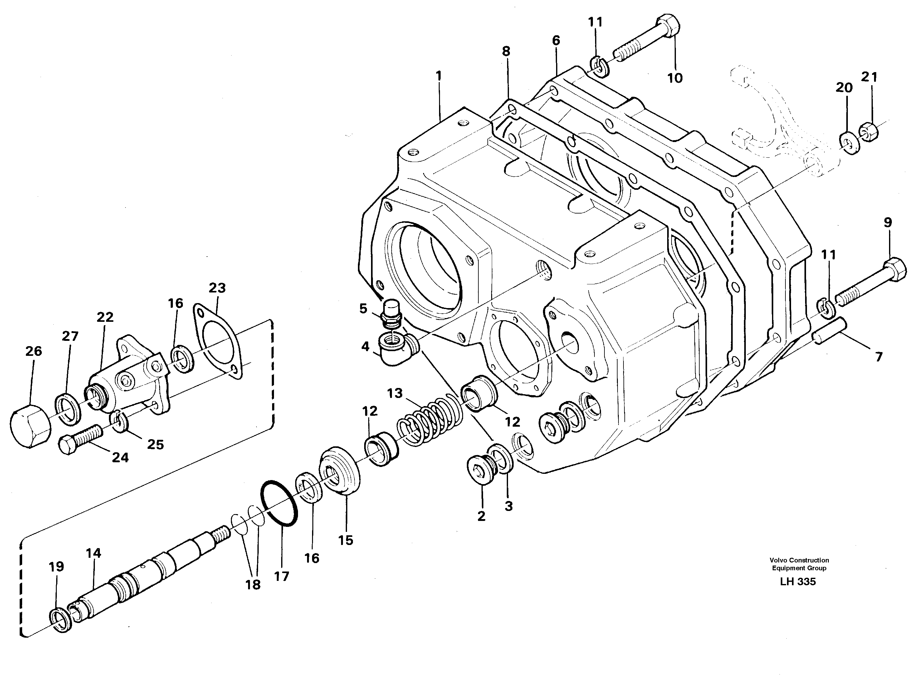 Схема запчастей Volvo EW230B - 44924 Gear box Housing with fitting parts EW230B SER NO 1736-