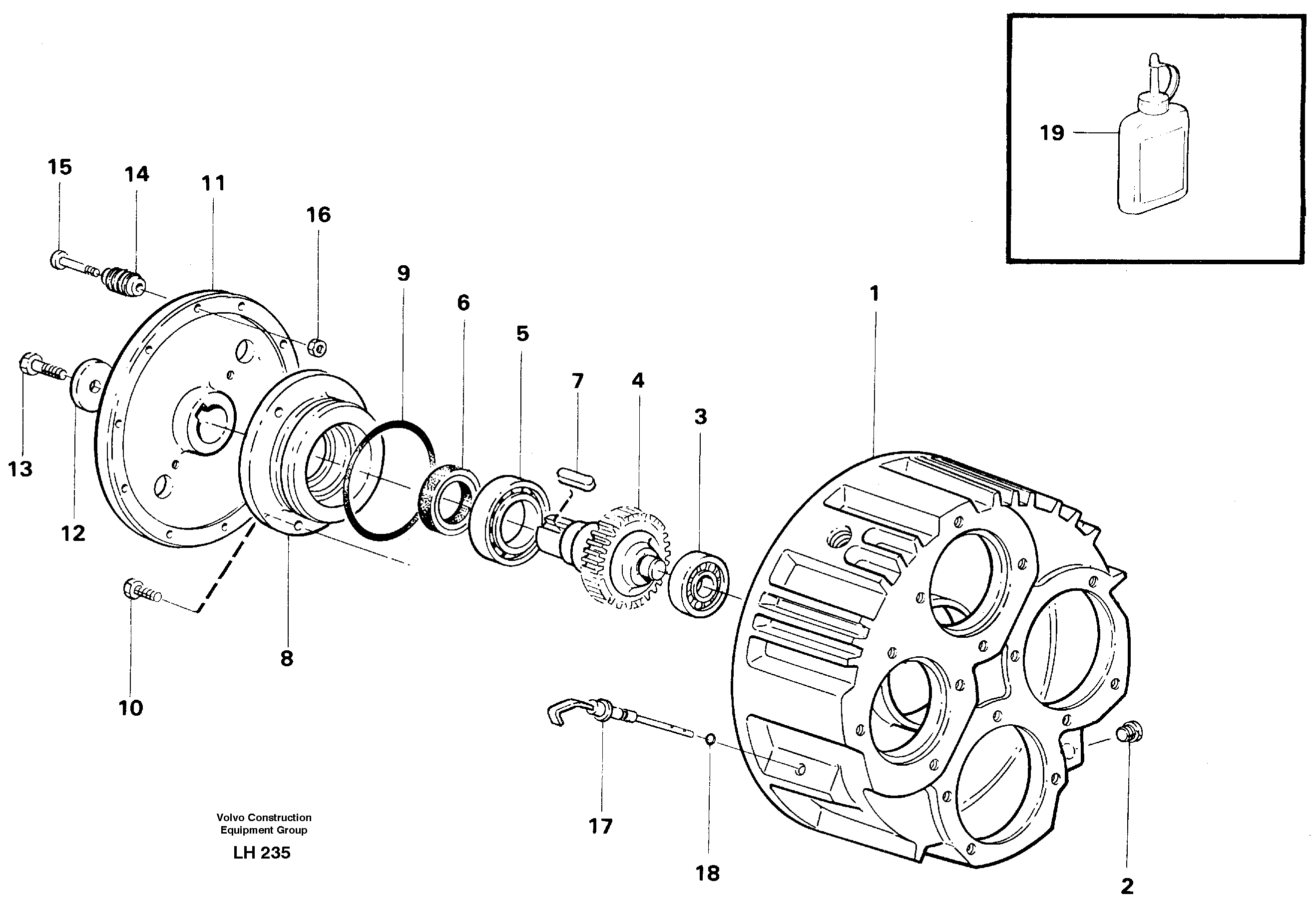 Схема запчастей Volvo EW230B - 57501 Pump gear box EW230B SER NO 1736-