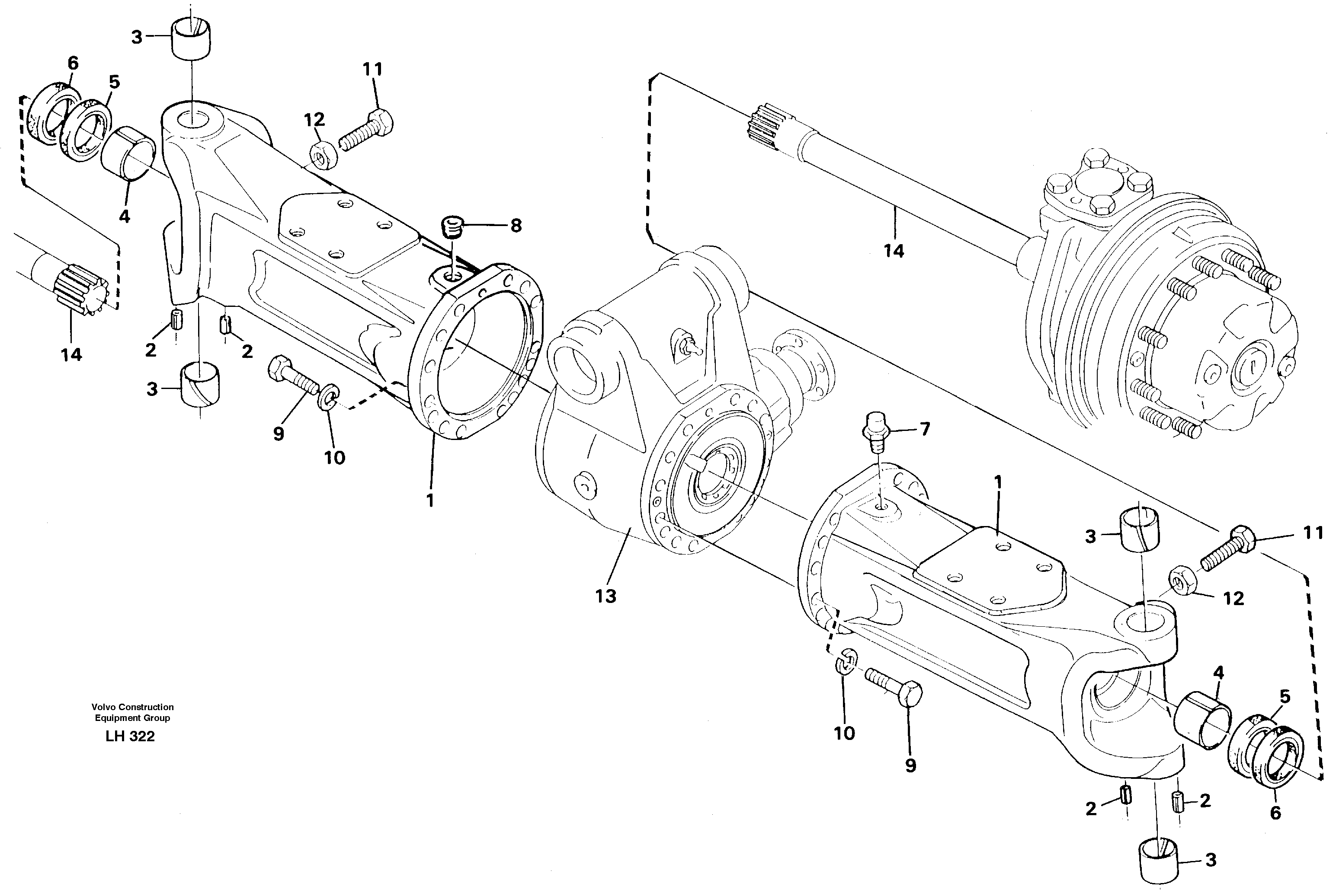 Схема запчастей Volvo EW230B - 29735 Axle beam EW230B SER NO 1736-