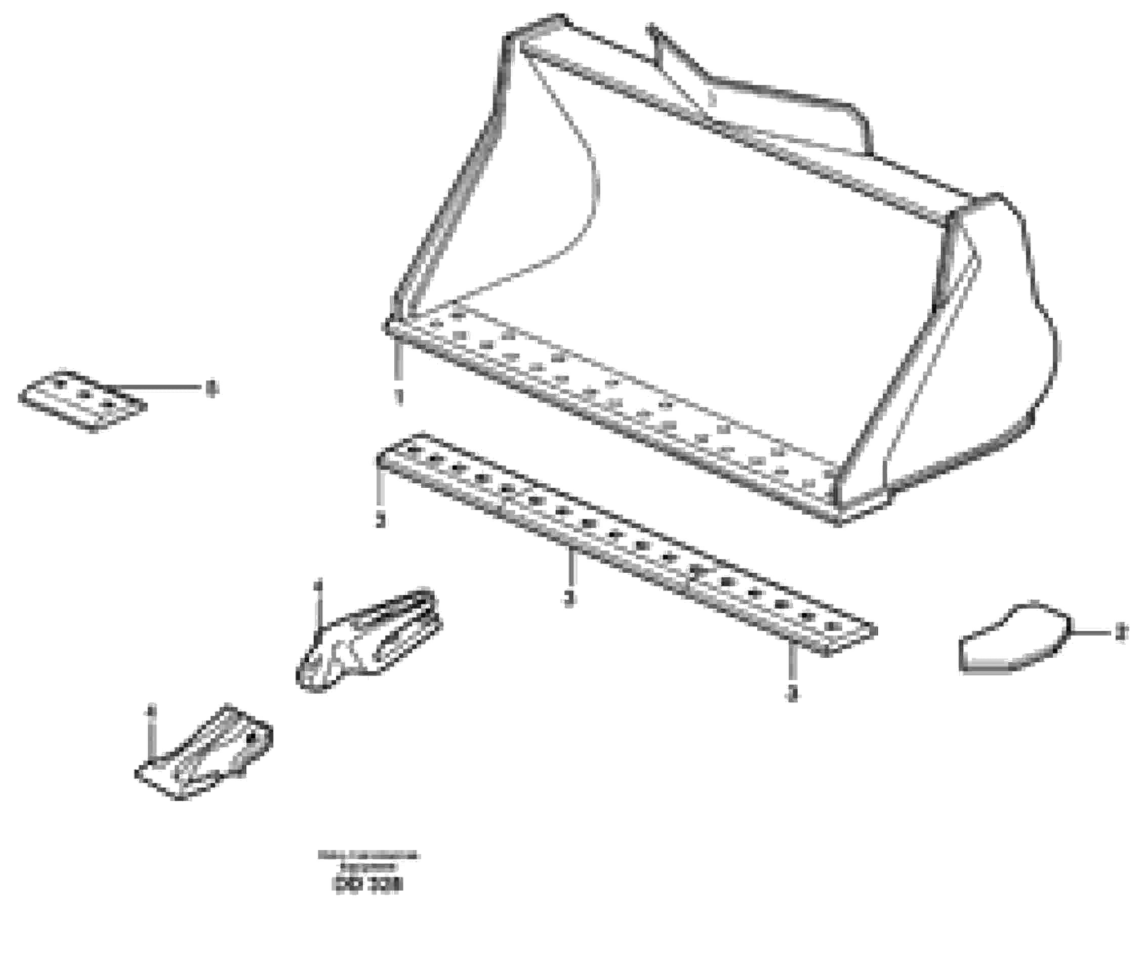 Схема запчастей Volvo EC620 - 15618 Bucket, straight lip, alt. edge savers or teeth ATTACHMENTS ATTACHMENTS BUCKETS