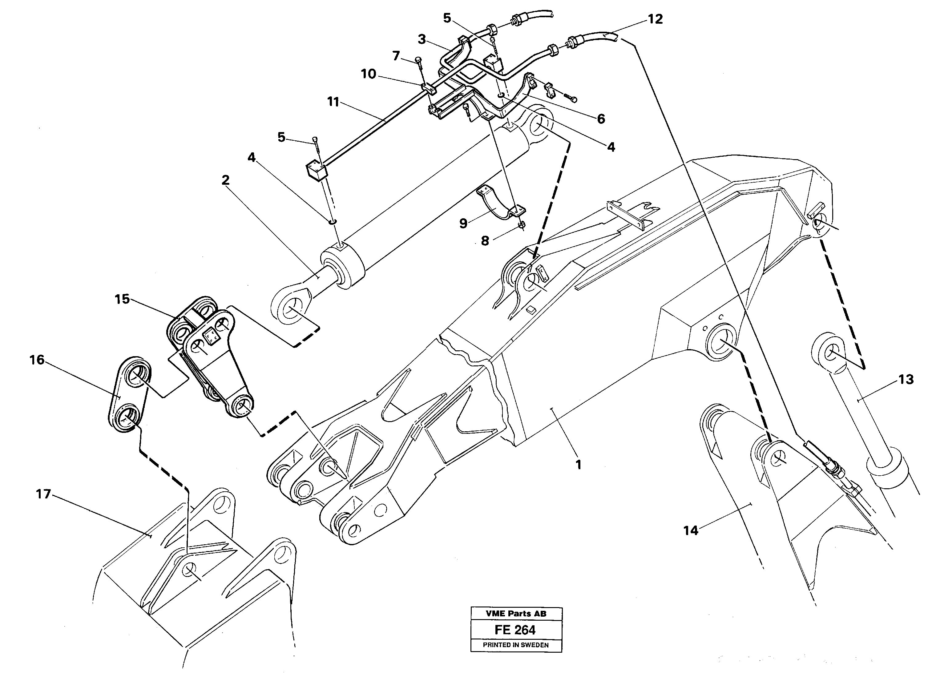 Схема запчастей Volvo EC620 - 28585 Hydraulic system, dipper arm 4.0 m EC620 ?KERMAN ?KERMAN EC620 SER NO - 445