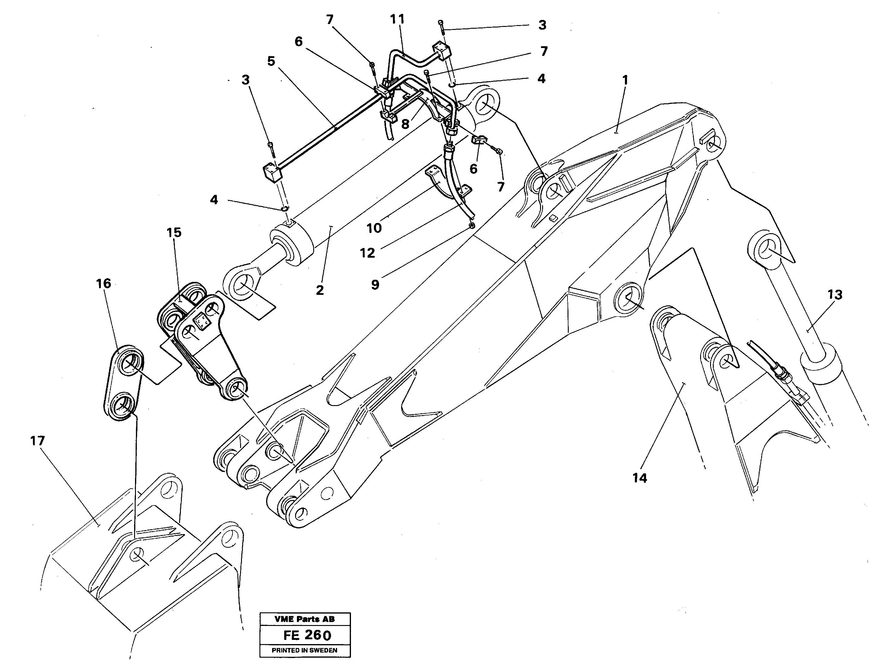 Схема запчастей Volvo EC620 - 36760 Hydraulic system, dipper arm 3.0 m EC620 ?KERMAN ?KERMAN EC620 SER NO - 445