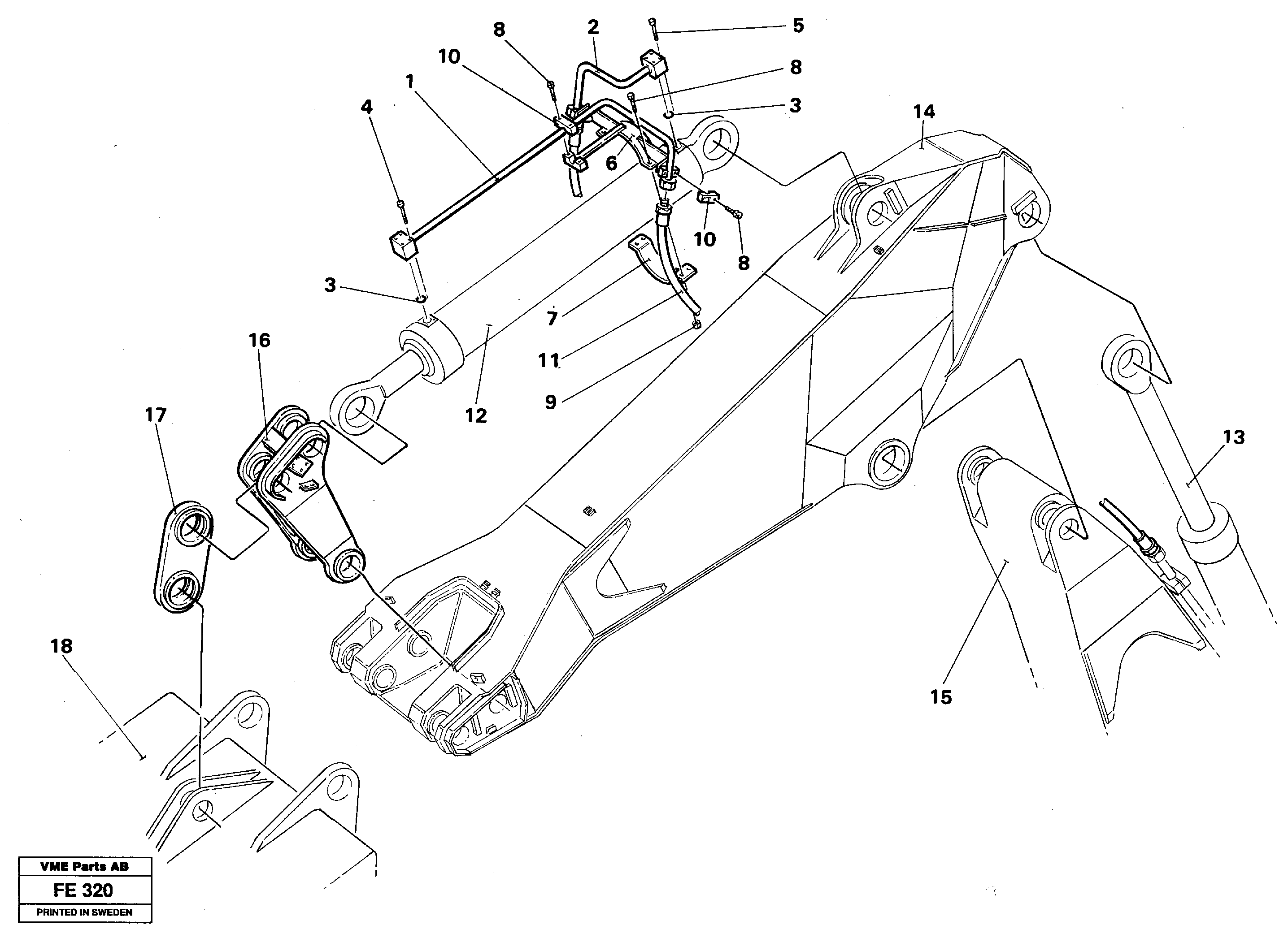 Схема запчастей Volvo EC620 - 36761 Hydraulic system, dipper arm, Mass Excavation EC620 ?KERMAN ?KERMAN EC620 SER NO - 445