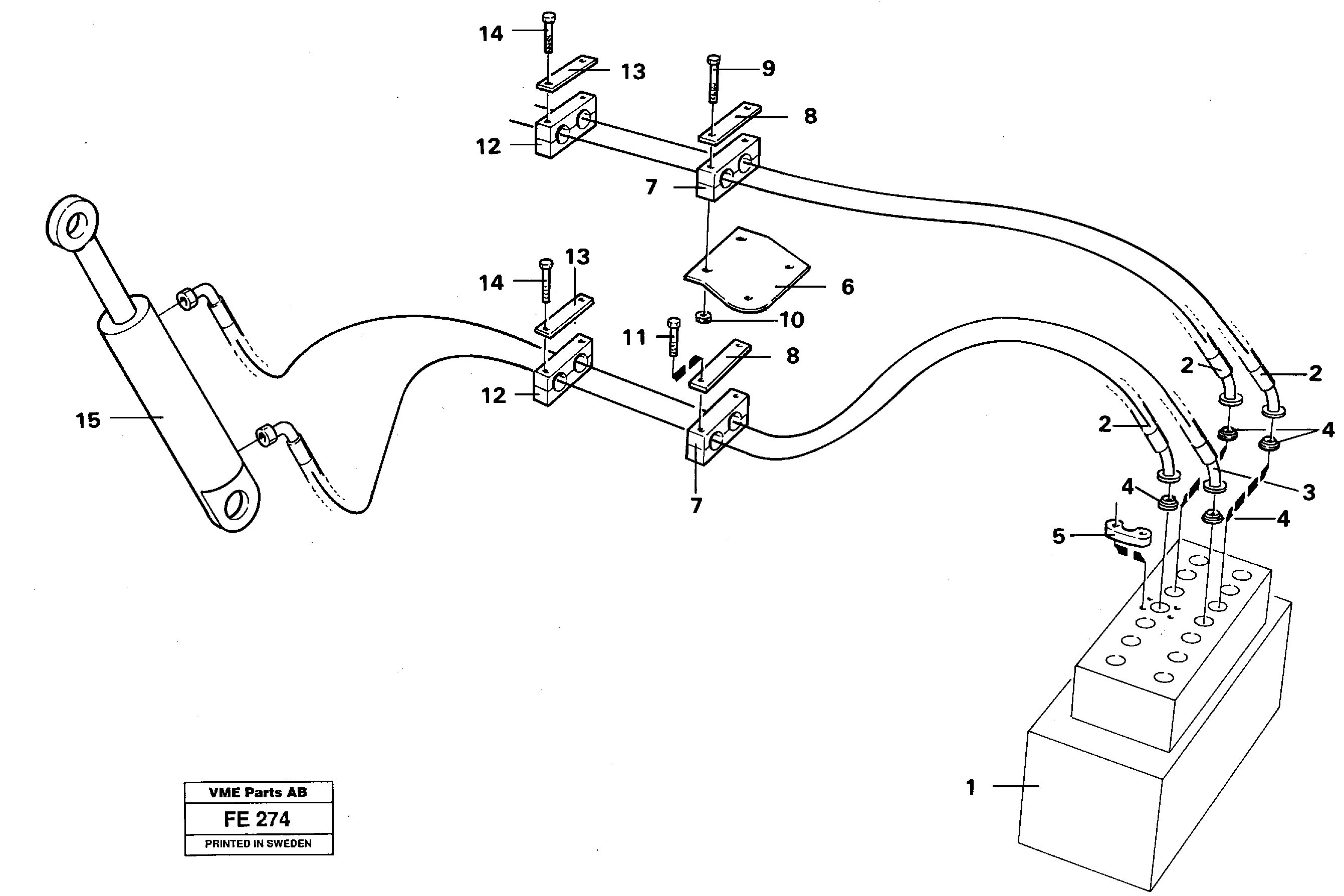 Схема запчастей Volvo EC620 - 92261 Hydraulic system, boom EC620 ?KERMAN ?KERMAN EC620 SER NO - 445