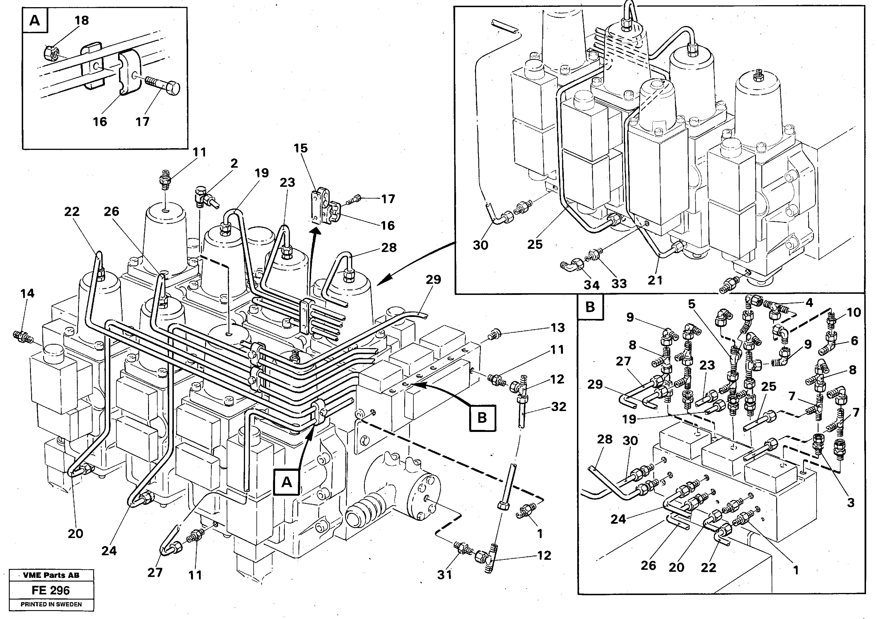 Схема запчастей Volvo EC620 - 31256 Main valve assembly, tubes, fittings EC620 ?KERMAN ?KERMAN EC620 SER NO - 445