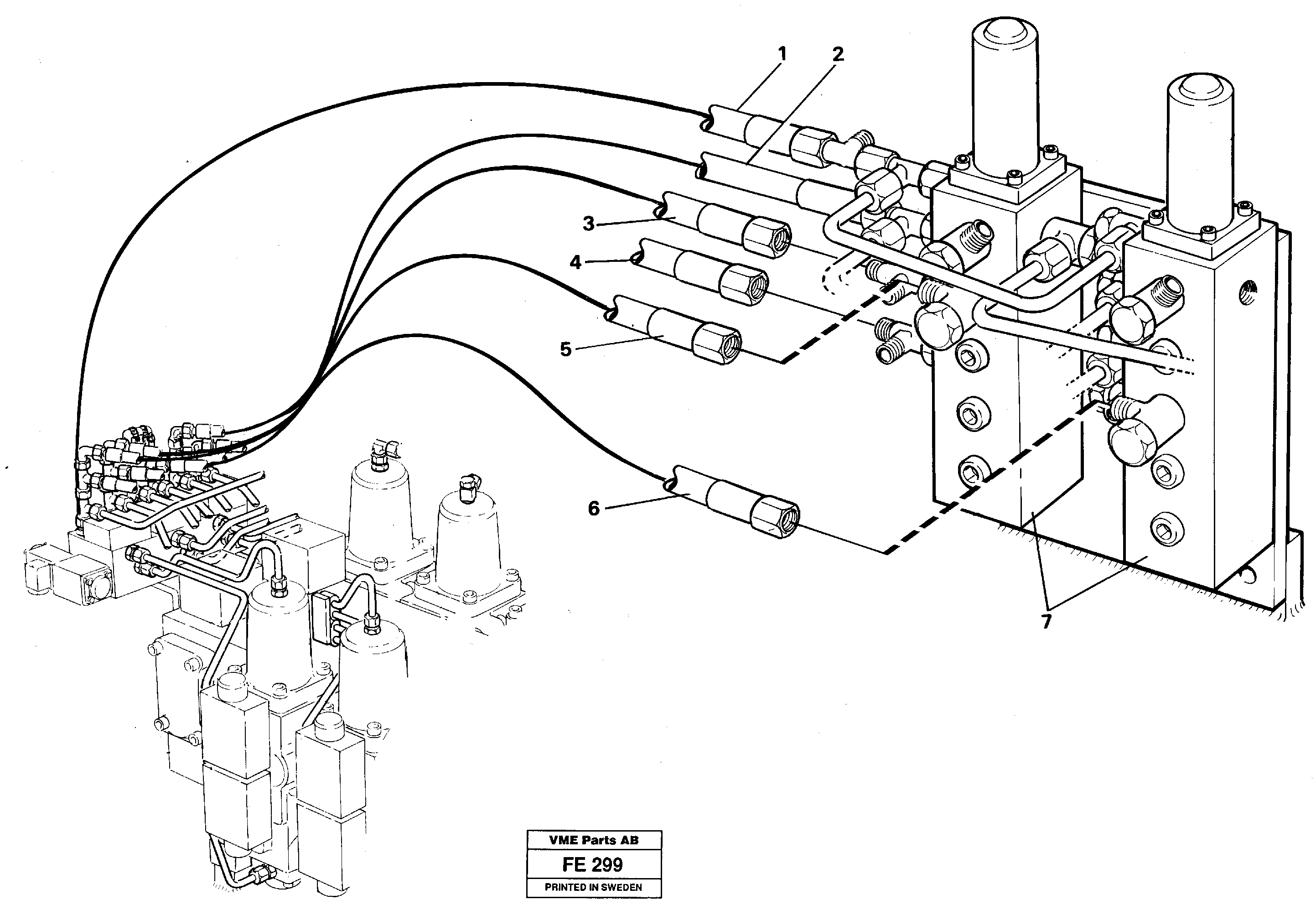 Схема запчастей Volvo EC620 - 32378 Servo hydraulics, control valves P2v, P3v EC620 ?KERMAN ?KERMAN EC620 SER NO - 445