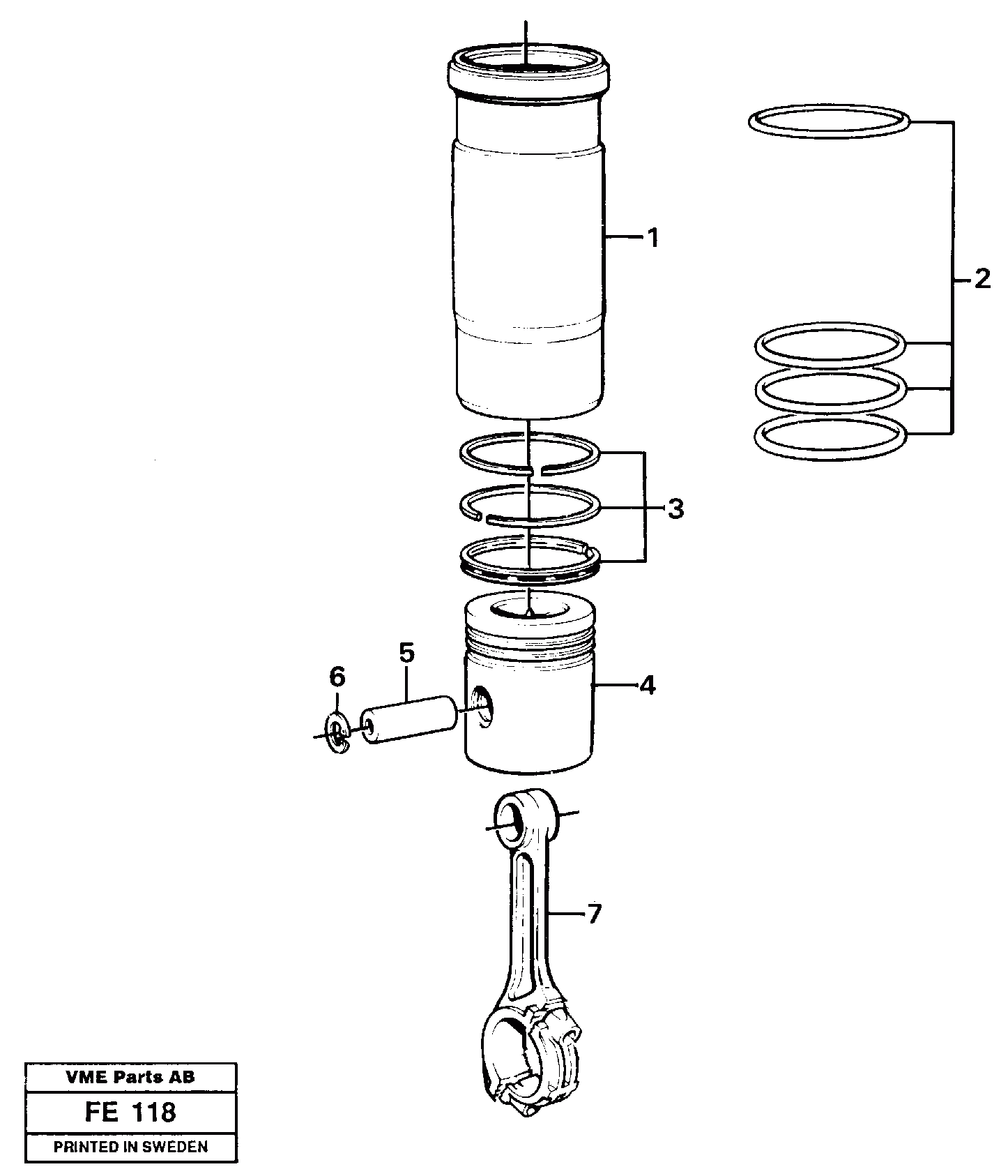 Схема запчастей Volvo EC620 - 16638 Cylinder liner and piston EC620 ?KERMAN ?KERMAN EC620 SER NO - 445