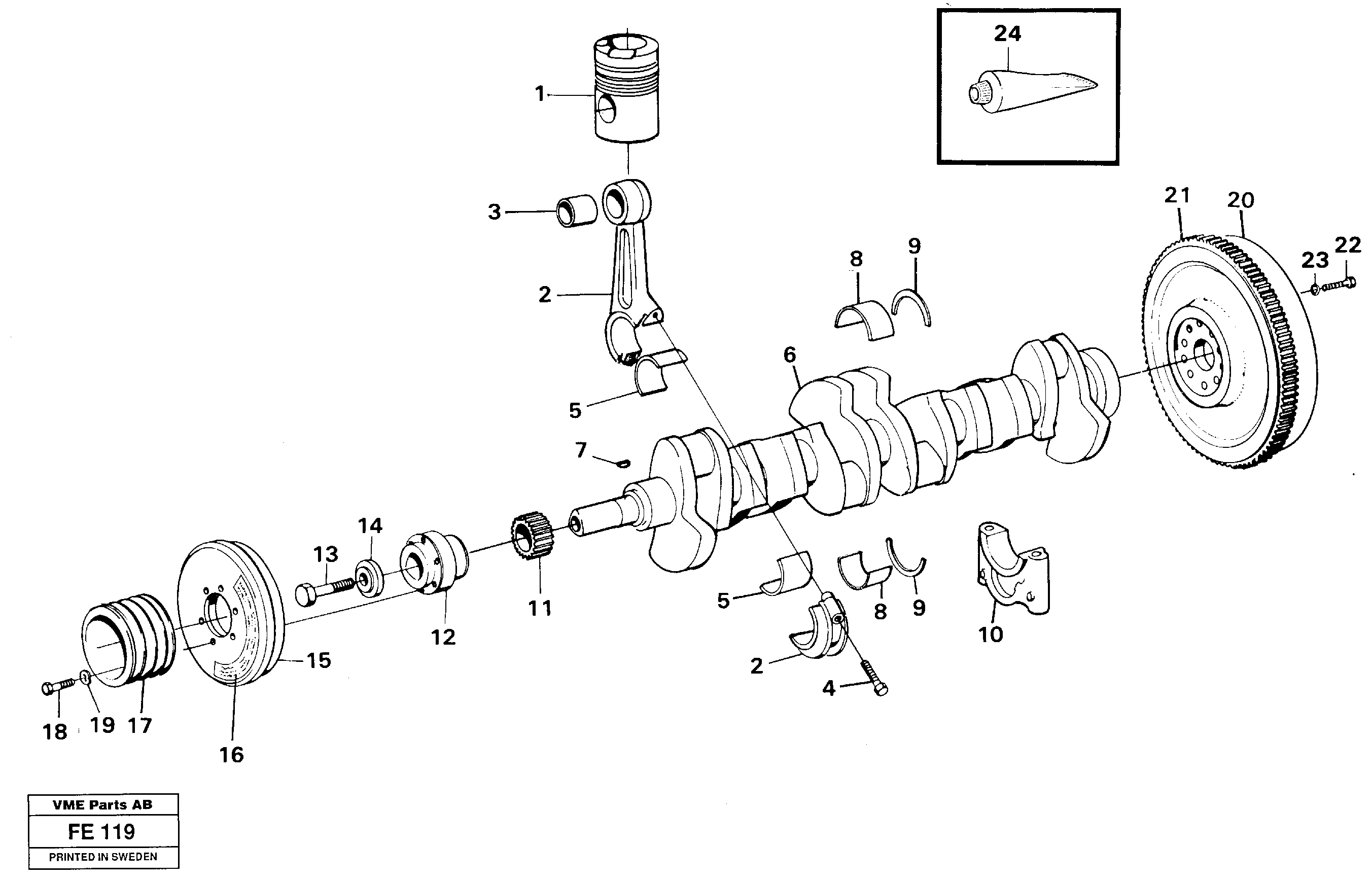 Схема запчастей Volvo EC620 - 16640 Crankshaft and related parts EC620 ?KERMAN ?KERMAN EC620 SER NO - 445