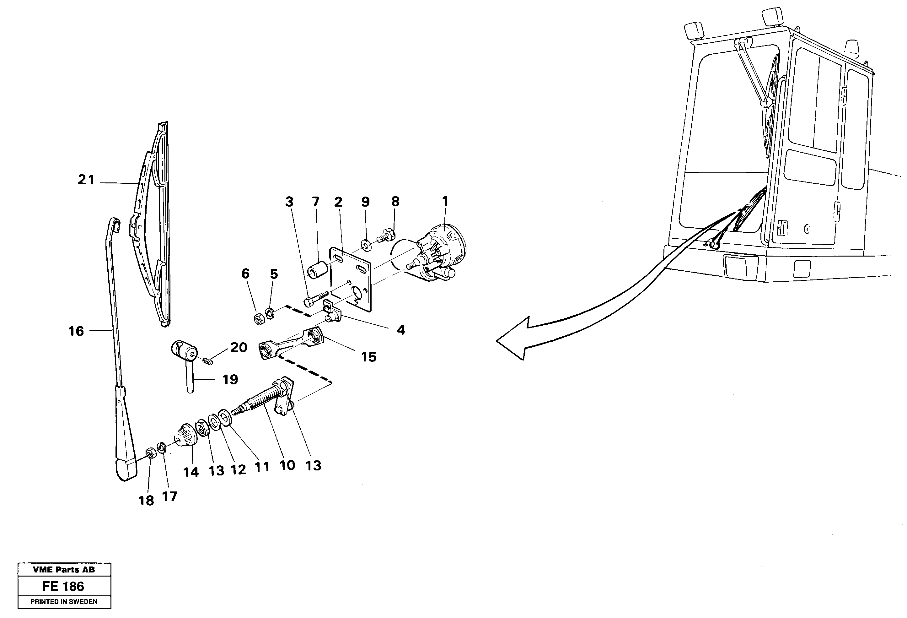 Схема запчастей Volvo EC620 - 7964 Windscreen wiper, lower EC620 ?KERMAN ?KERMAN EC620 SER NO - 445