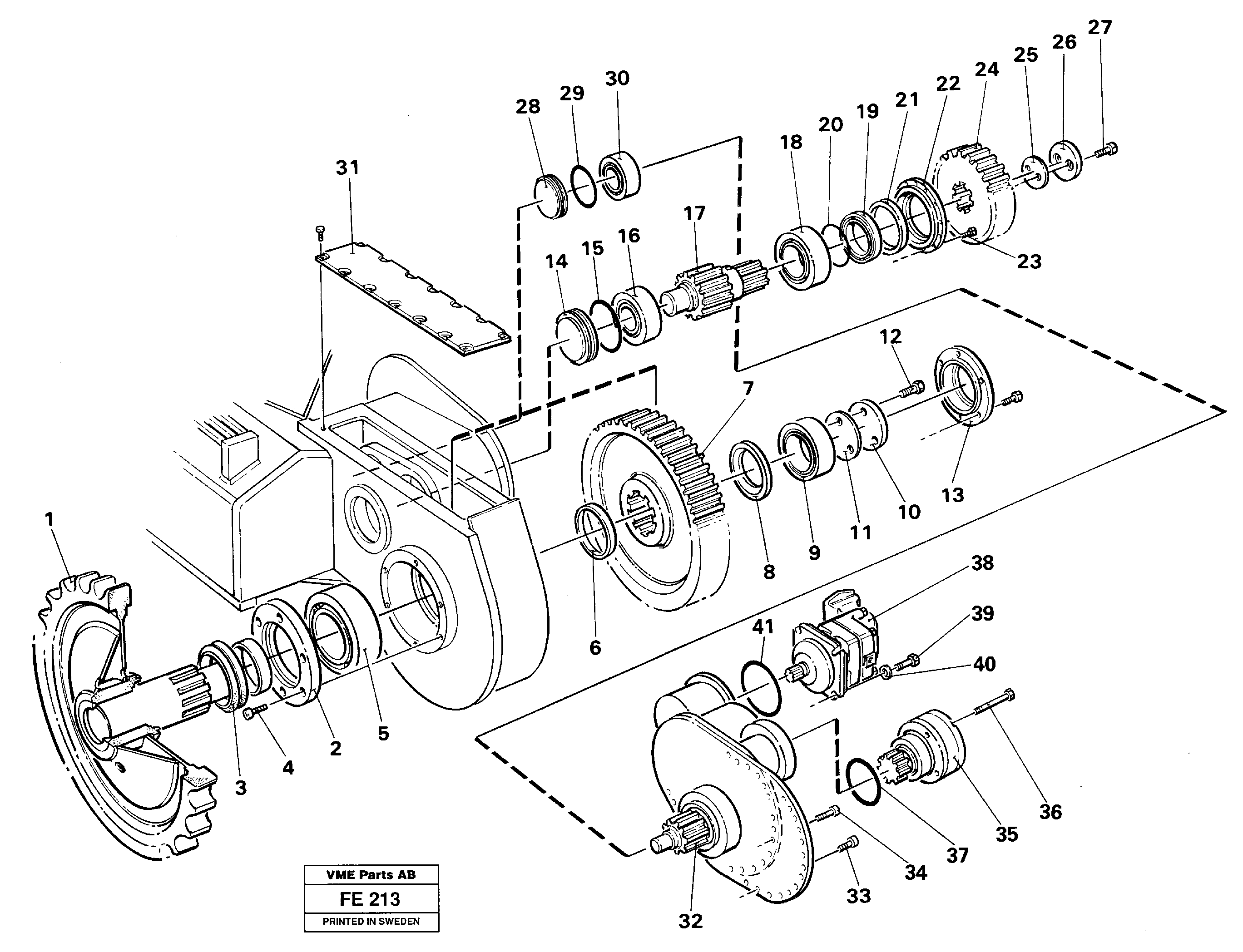 Схема запчастей Volvo EC620 - 41411 Axle shafts, countershafts EC620 ?KERMAN ?KERMAN EC620 SER NO - 445