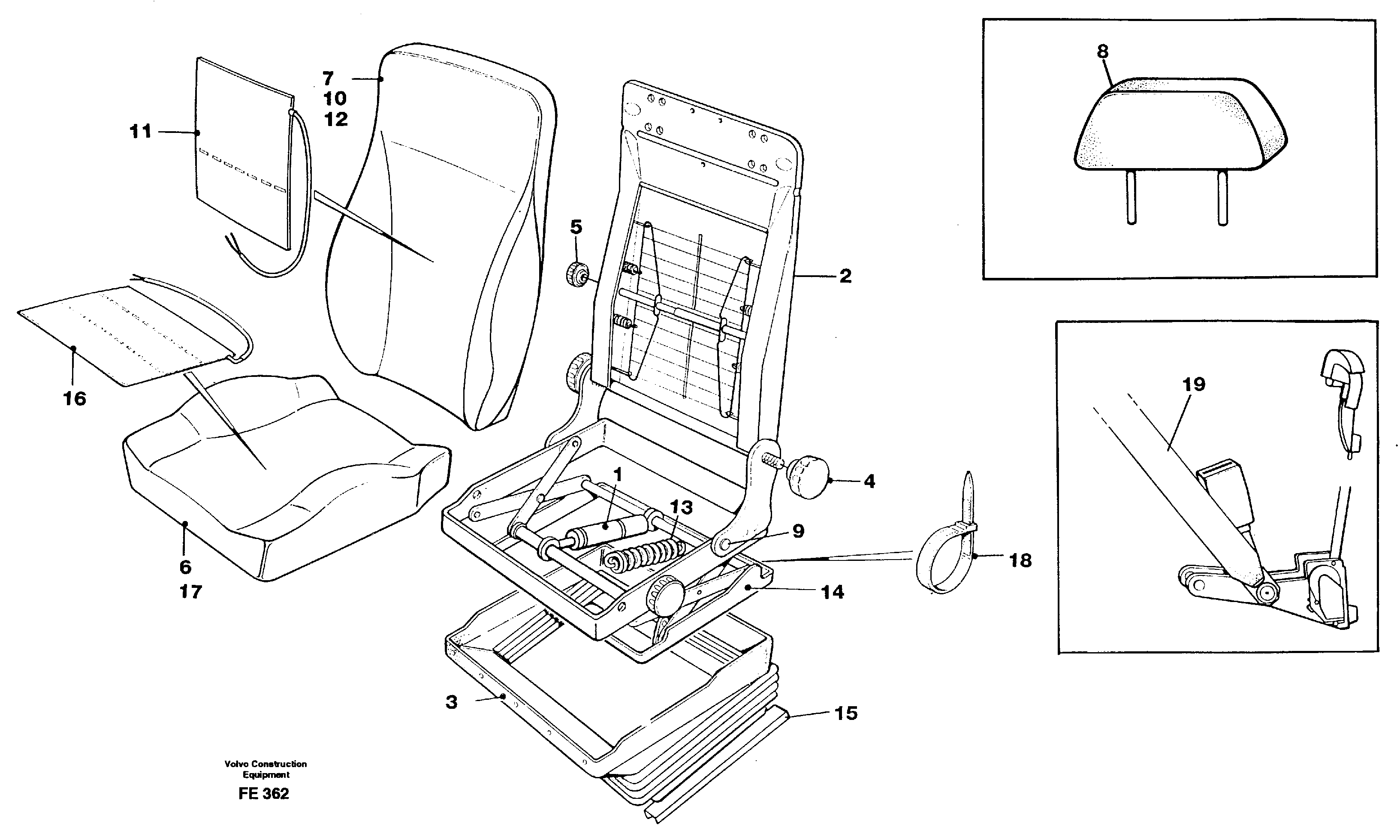 Схема запчастей Volvo EC620 - 26869 Operators seat Be-ge EC620 ?KERMAN ?KERMAN EC620 SER NO - 445