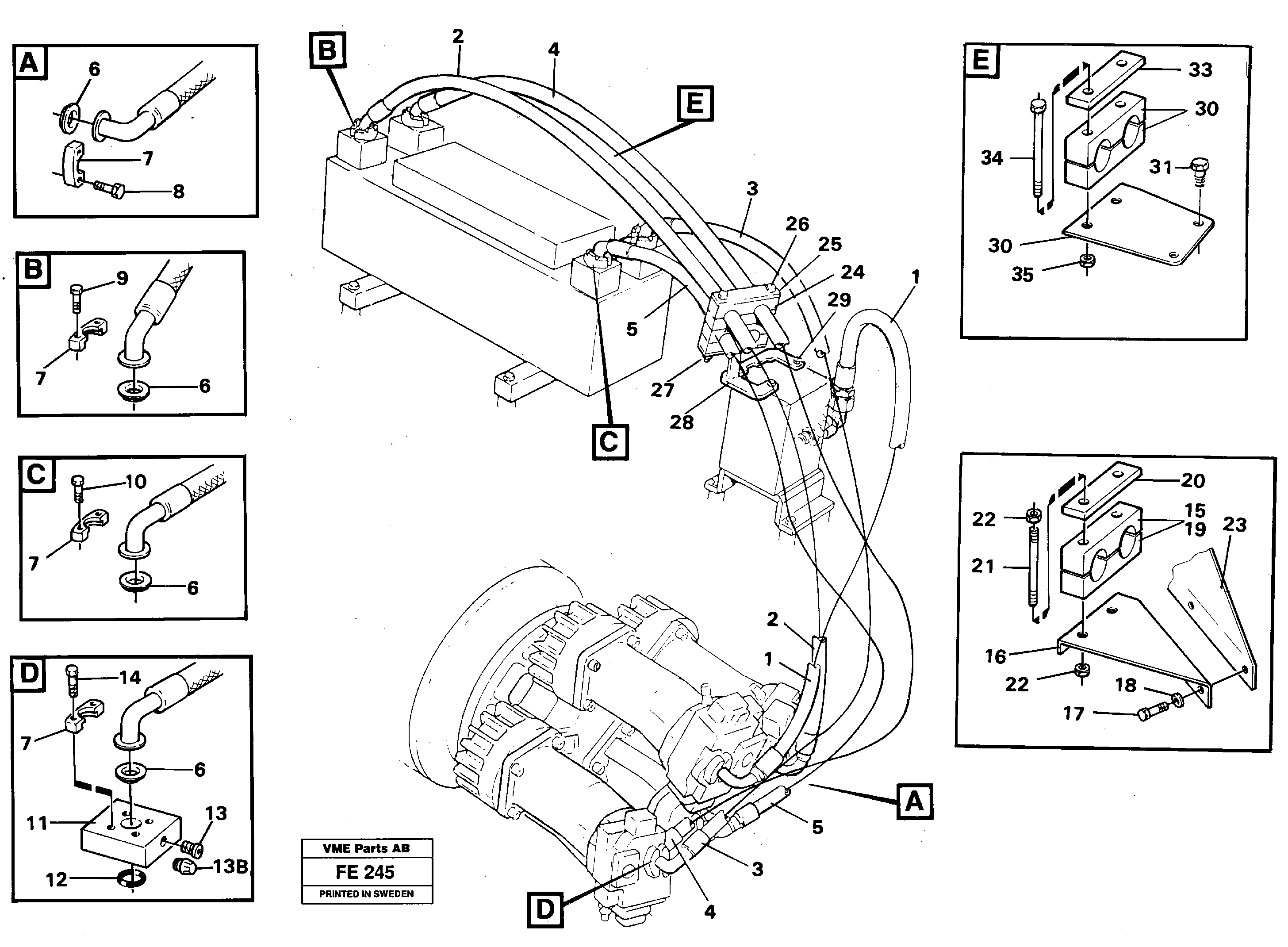 Схема запчастей Volvo EC620 - 104710 Hydraulic system, feeding lines EC620 ?KERMAN ?KERMAN EC620 SER NO - 445